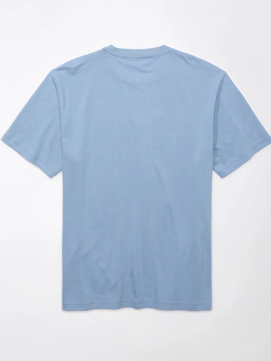 AMERICAN EAGLE MEN G SS CORE BRAND SET IN TEE- PC DYE + SERIOUSLY SOFT WASH 440 SOFT BLUE