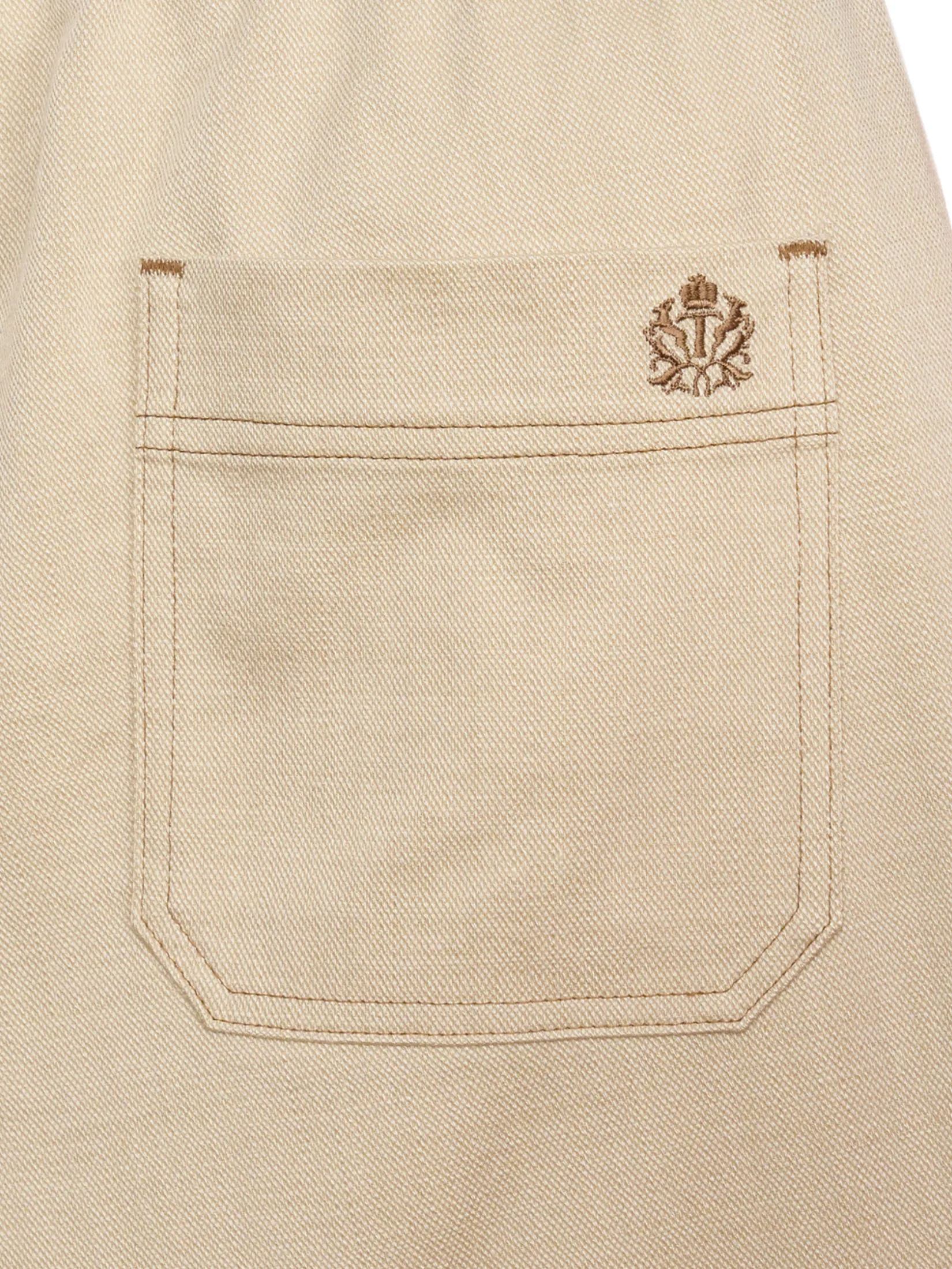 TAKEO KIKUCHI MEN BEIGE ECO DENIM STRETCH EASY SHORTS