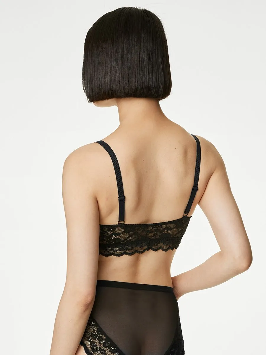 MARKS & SPENCER Women Bralette Lace Non Wired Black