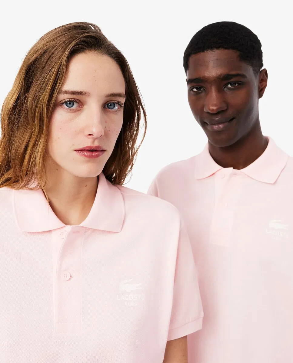 LACOSTE Classic Fit Signature Print L.12.12 Polo Shirt Pink