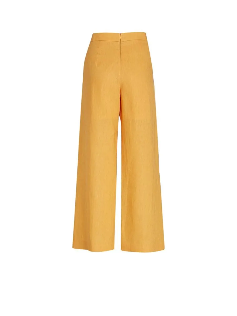 MONARCH Yellow Linen Culottes Pants No.M97P165054