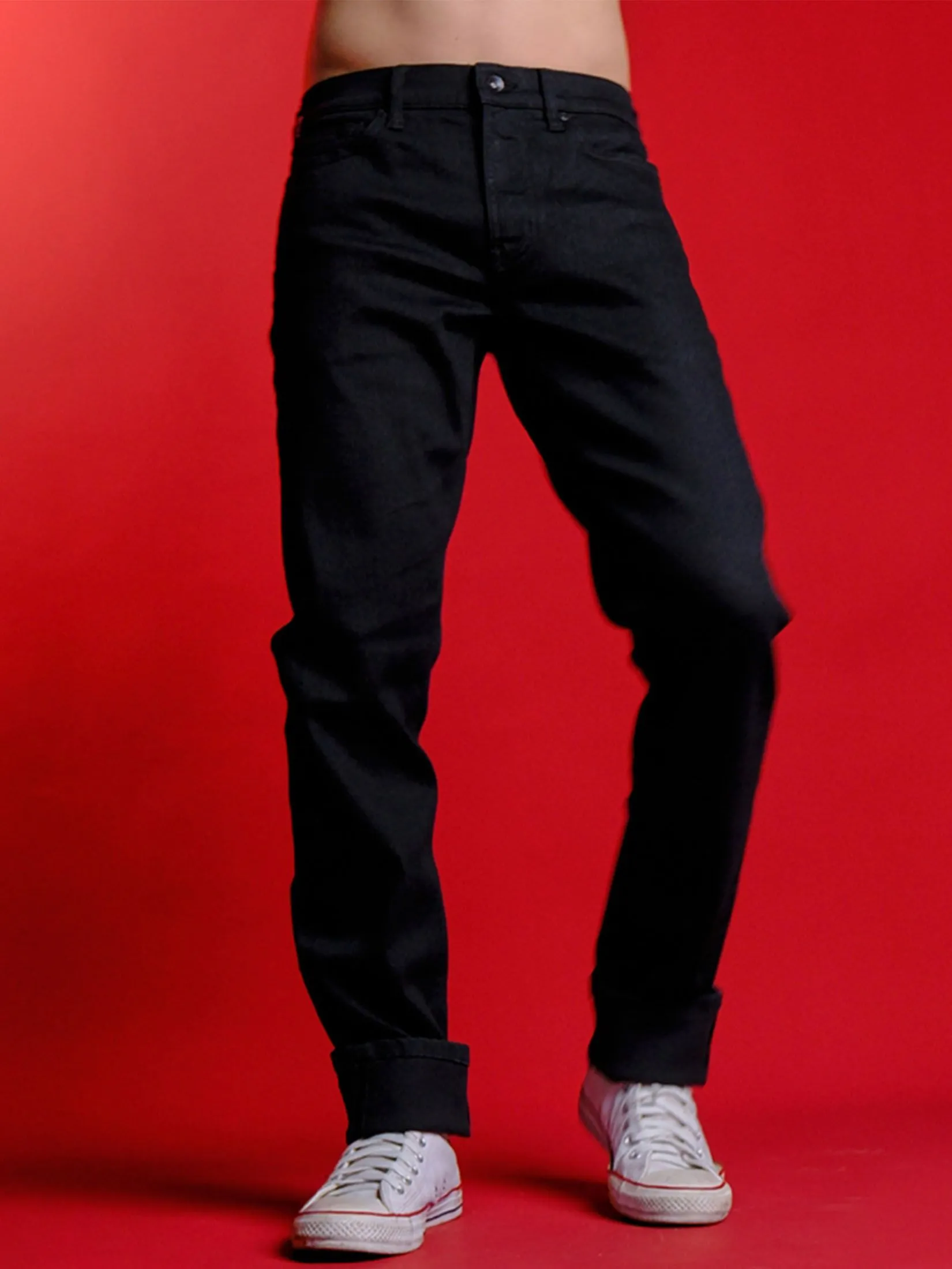 ERA-WON Men's Denim Slim Jeans Black legend