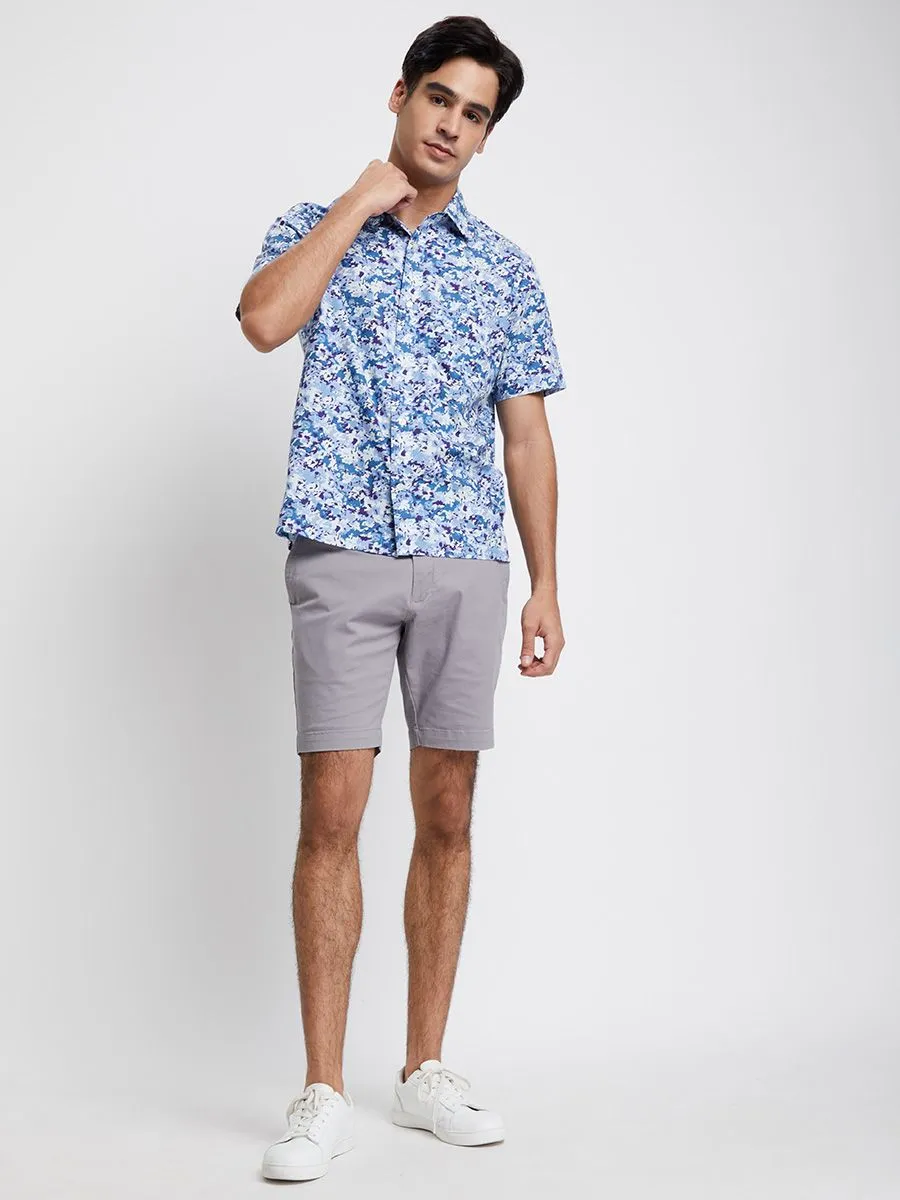 ALUMNUS Men Shirt Short Sleeves with Graphic Printed Midnight Blue