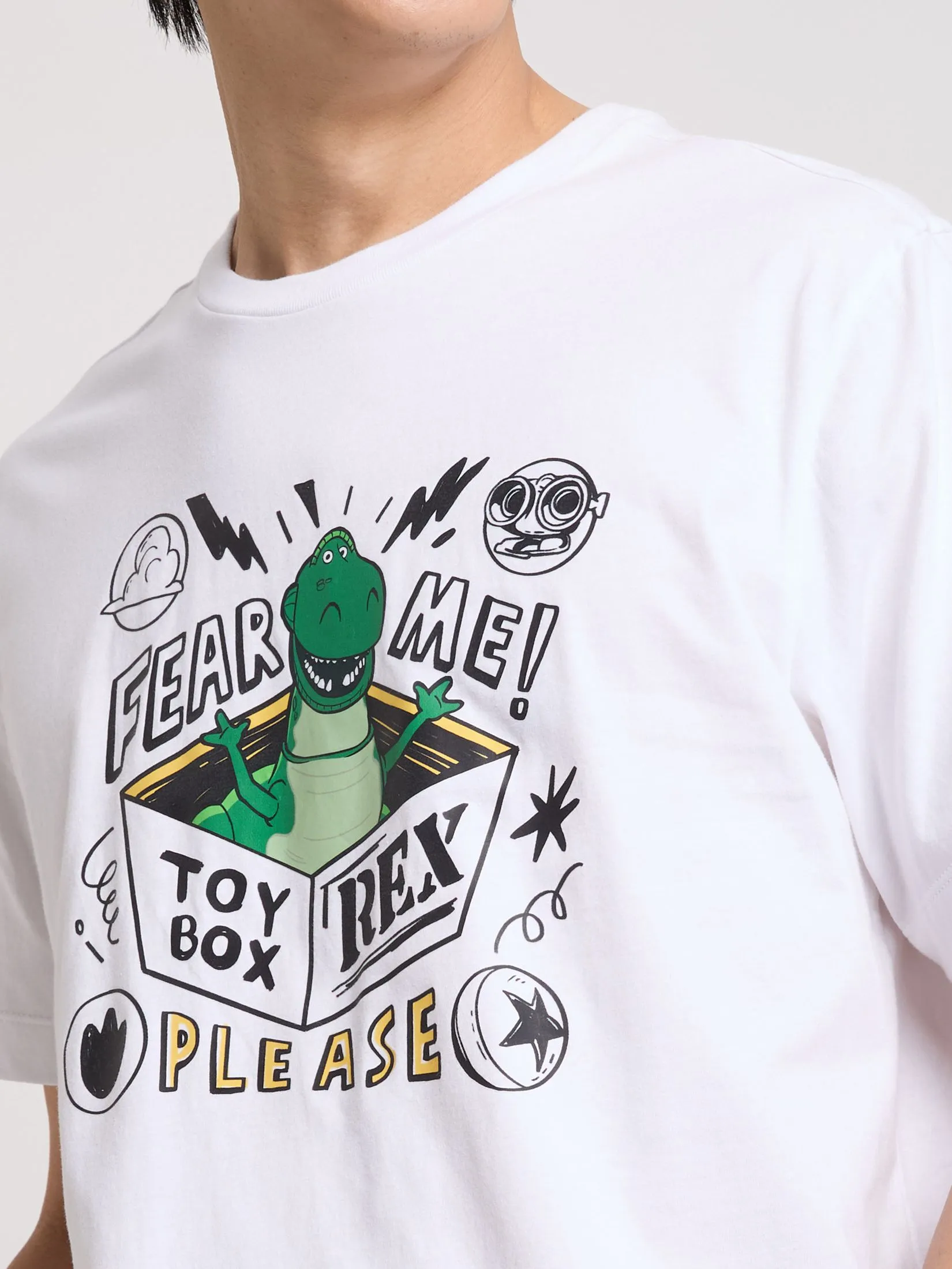 PACIFIC UNION Unisex T-Shirt Short Sleeves Toy Story Graphic Printed White