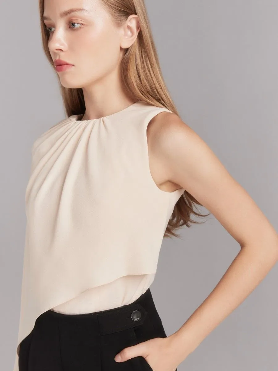ASAVA (AW23) Rosette One-Shoulder Women Cape Blouse Ivory