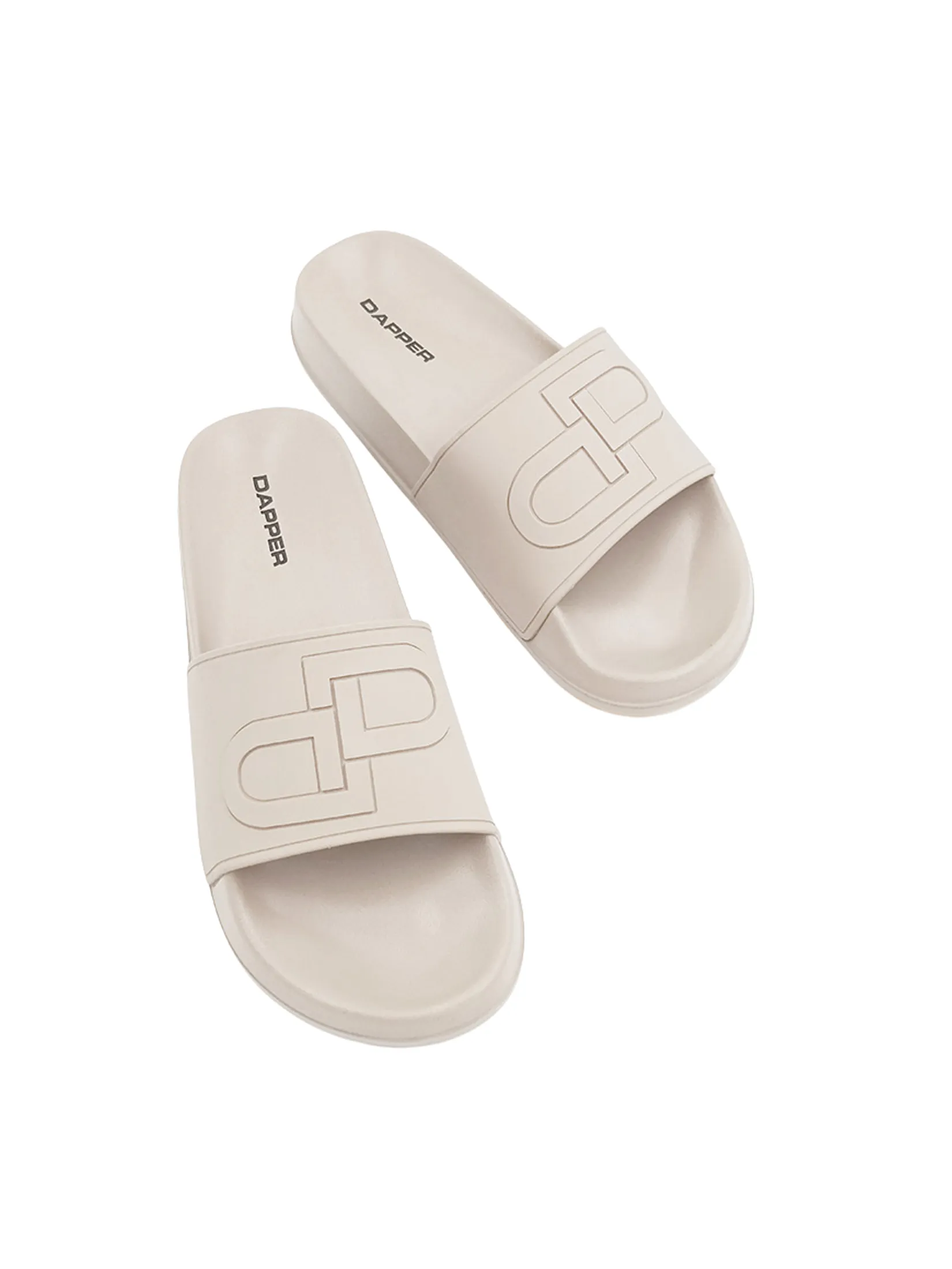 DAPPER DAPPER DP Icon Embossed Pool Slide Sandals Ivory