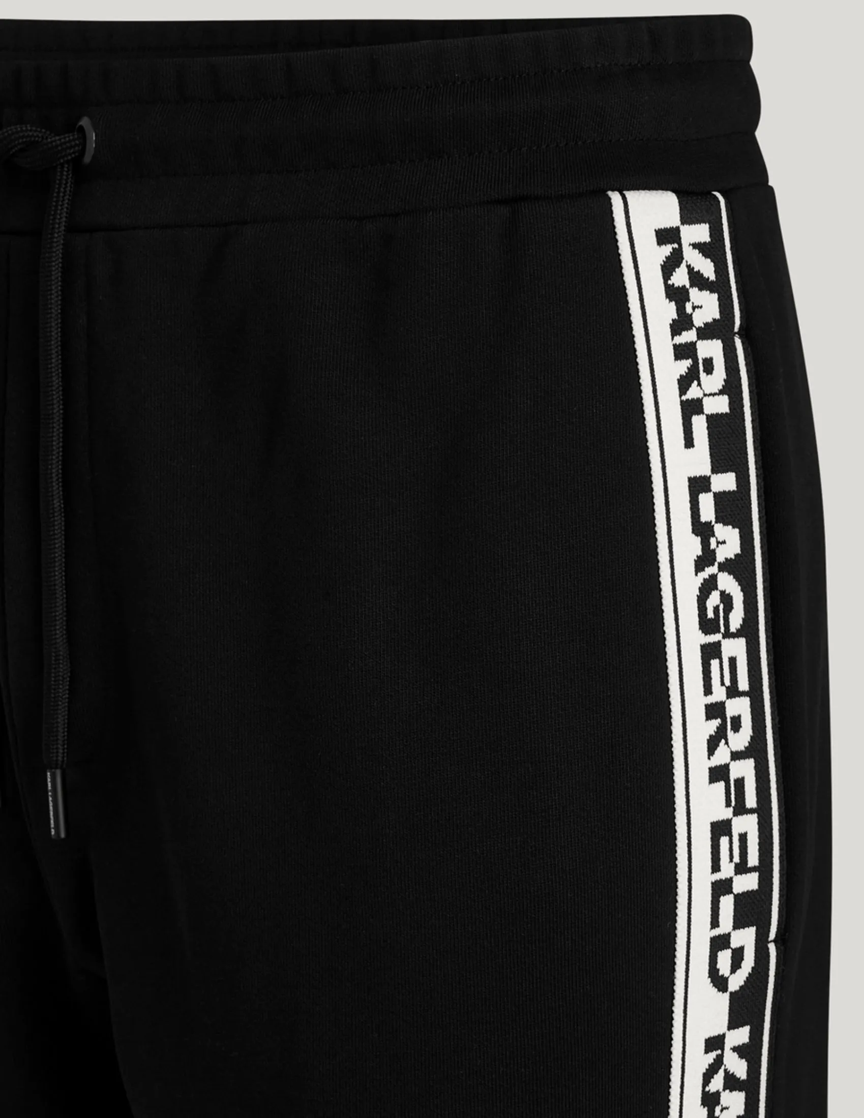 KARL LAGERFELD RTW-1 LOGO KNIT TAPE CUFF MEN SWEATPANTS BLACK