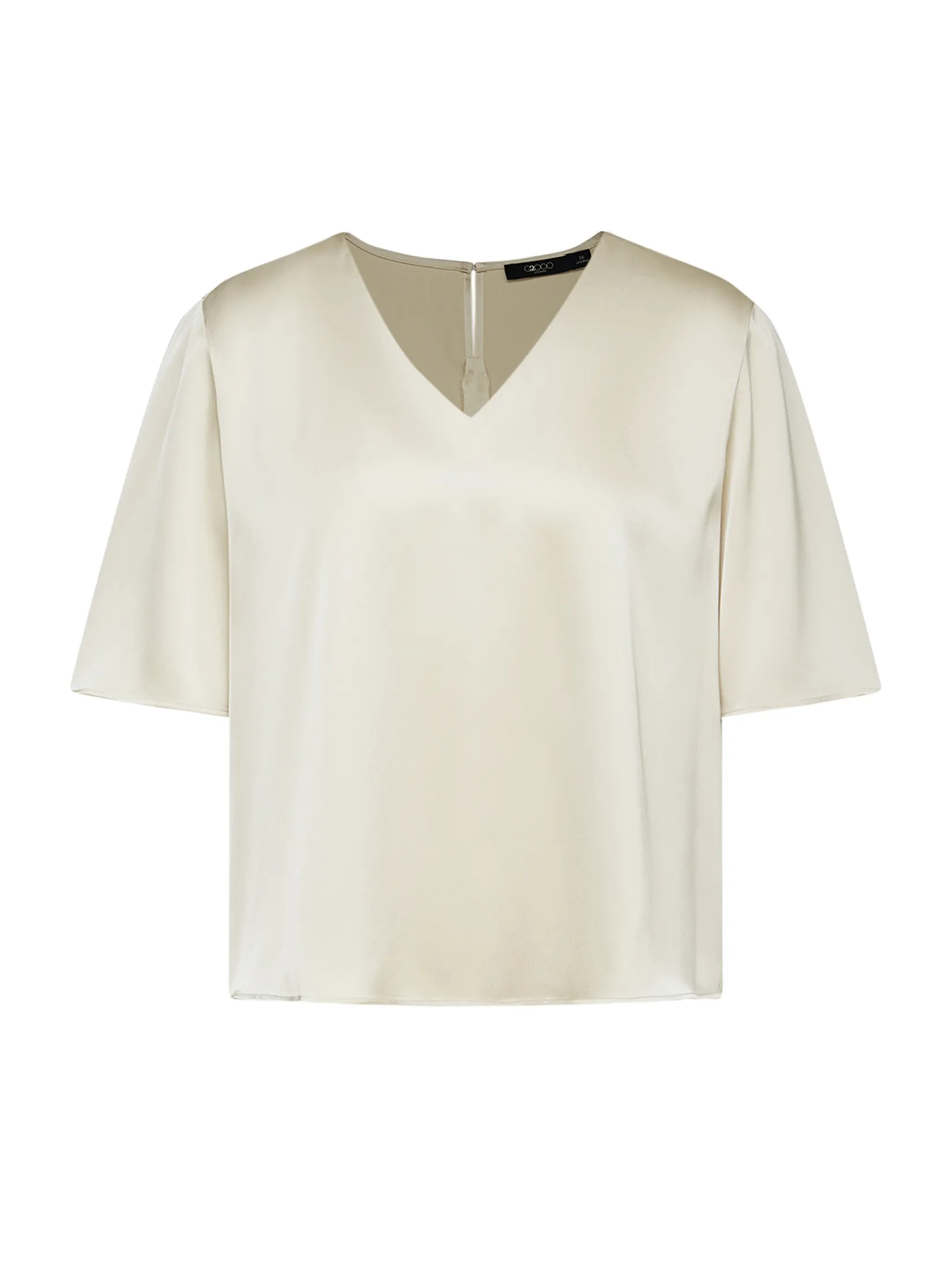 G2000 Women Clothing Satin Basic V-Neck Top Regular Fit - Off-White