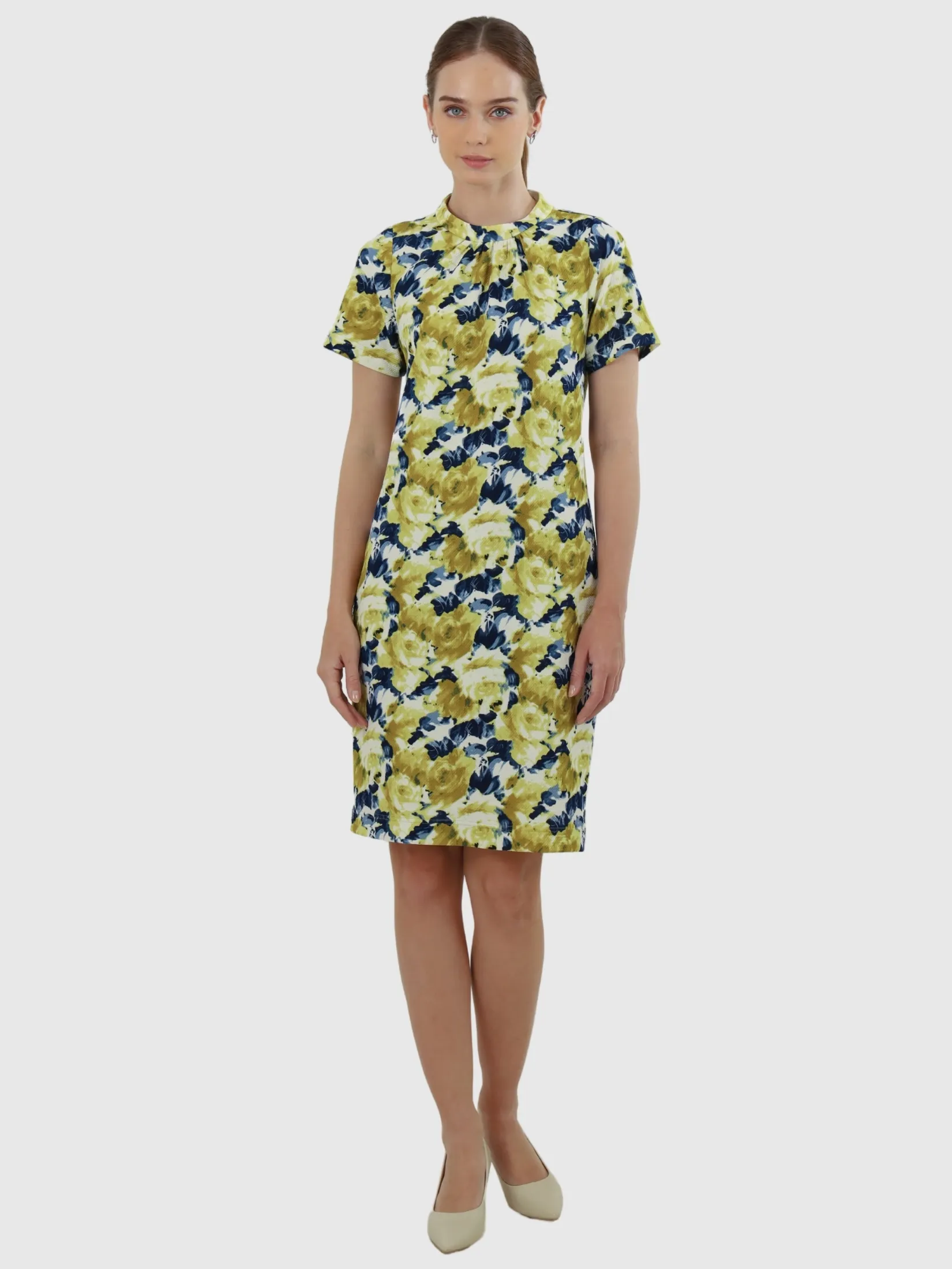 VERONIQA Women Dress Short Sleeves Two Ways Yellow