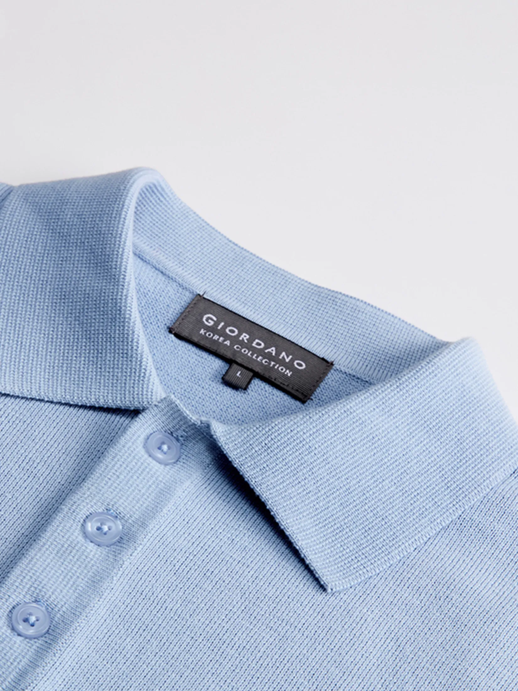 GIORDANO Men's Online Exclusive Soft Knit Polo Pullover Sweater (Korea) Sky blue