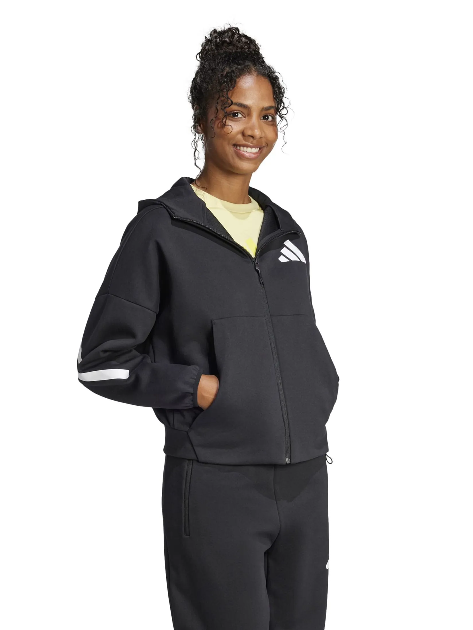 ADIDAS Women Hoodie Adidas Z.N.E. Full-Zip Black / White