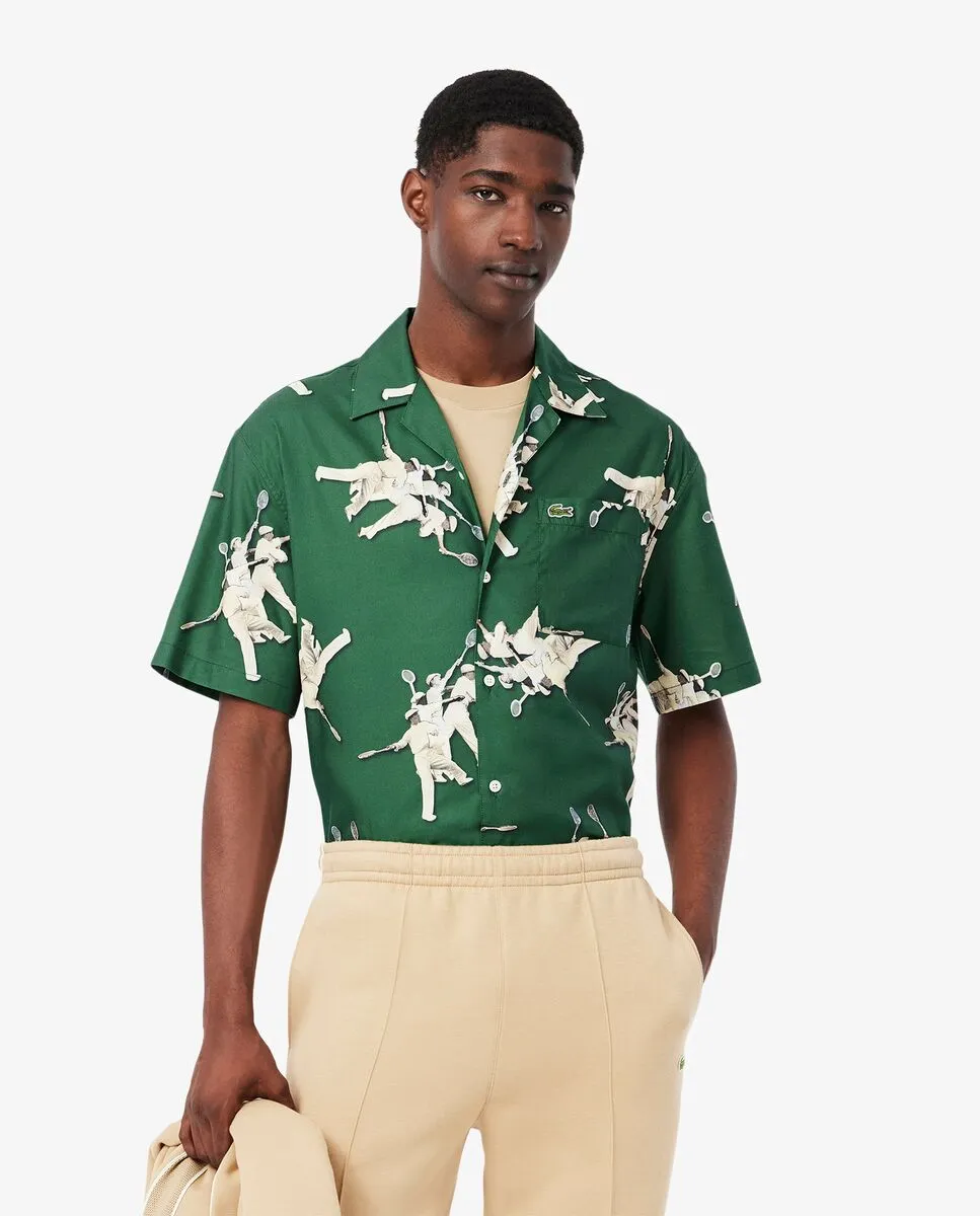 LACOSTE Relaxed Fit Ren  Lacoste Print Shirt Green