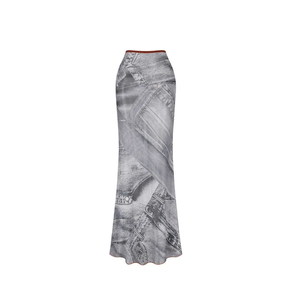 BLACKDOG BKK Multicolor Jeans print skirt