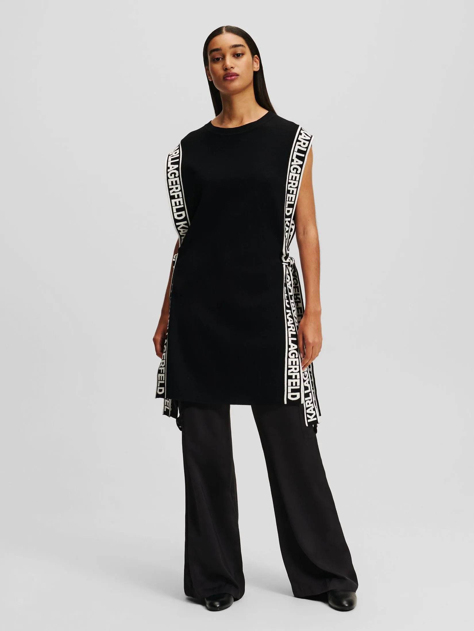 KARL LAGERFELD KNIT LOGO TUNIC BLACK/WHITE