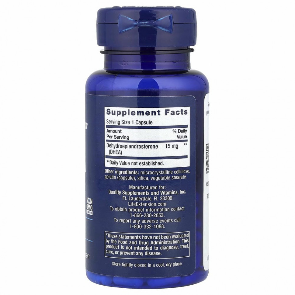 Life Extension, ДГЭА, 15 мг, 100 капсул