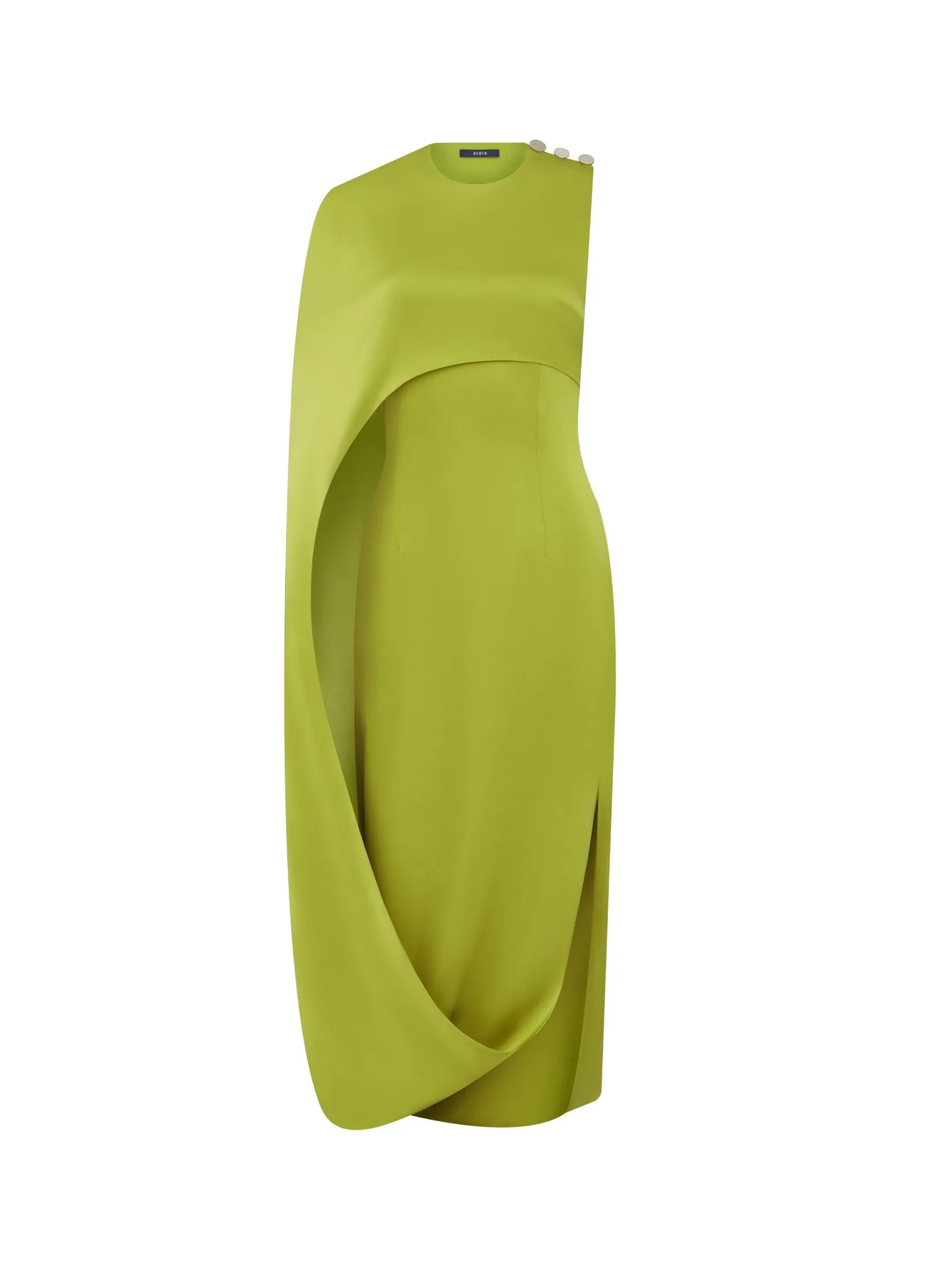 ASAVA ( AW24 ) Portia One-shoulder Cape Women Dress Green