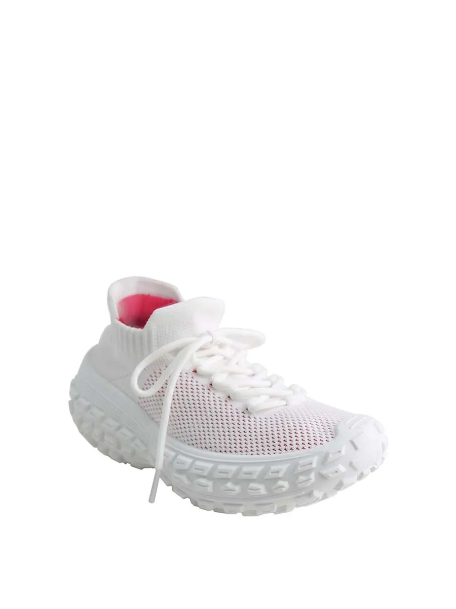 VILLAINS SF ROBOT-2 Women's Platform Comfort Sock Sneakers WHITE FUCSHIA