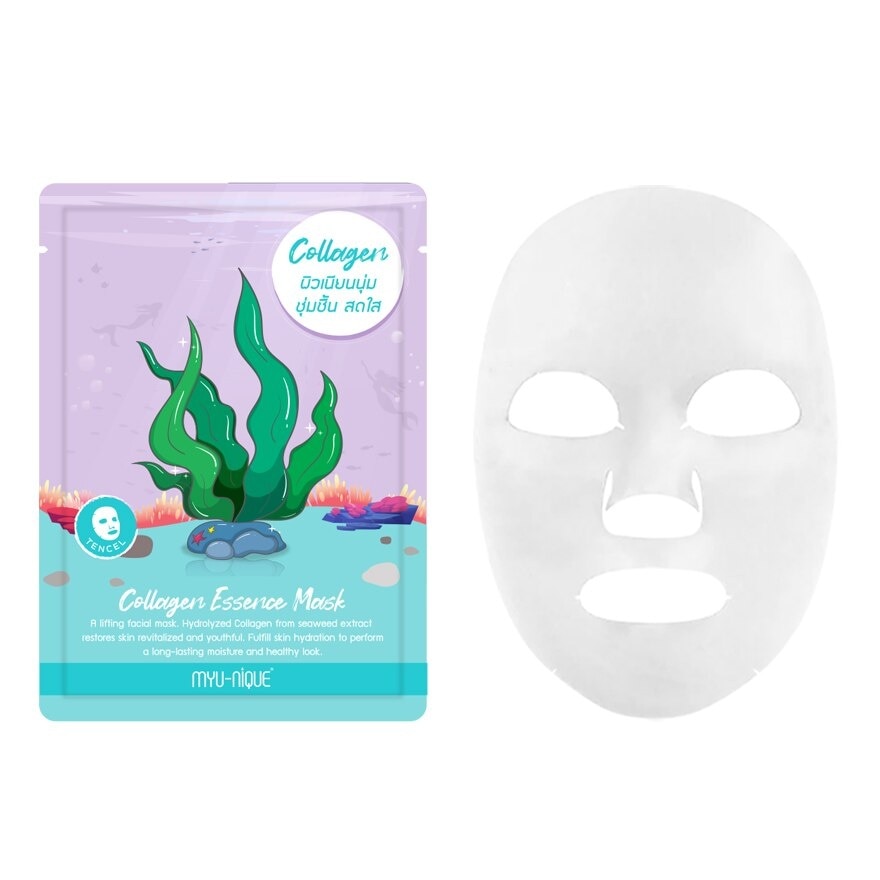Myu-Nique Collagen Essence Mask 1'S มาสก์หน้า ผิวเนียนนุ่ม ชุ่มชื้น สดใส