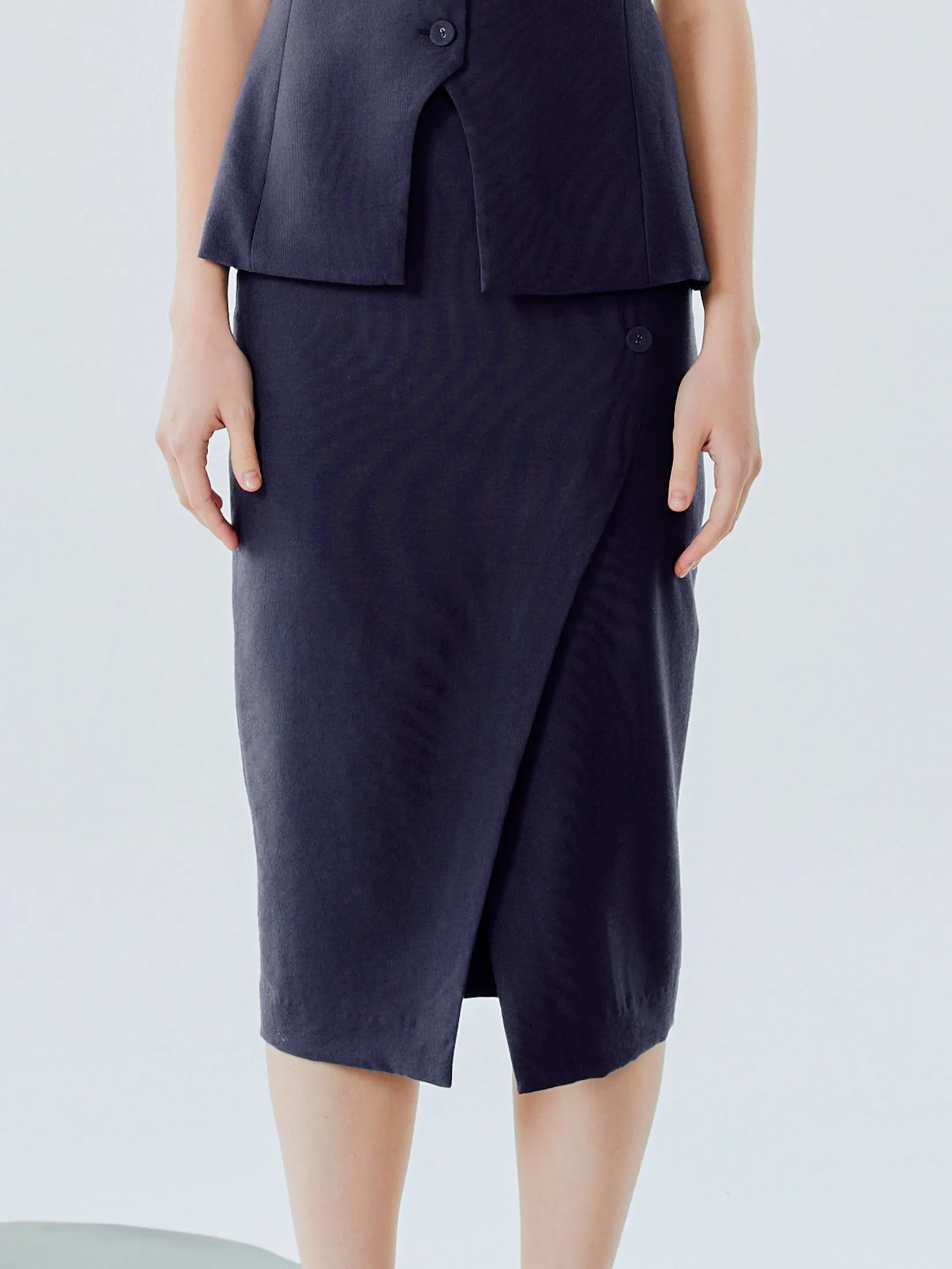 SHAKA Woman Corduroy Wrap Pencil Purple