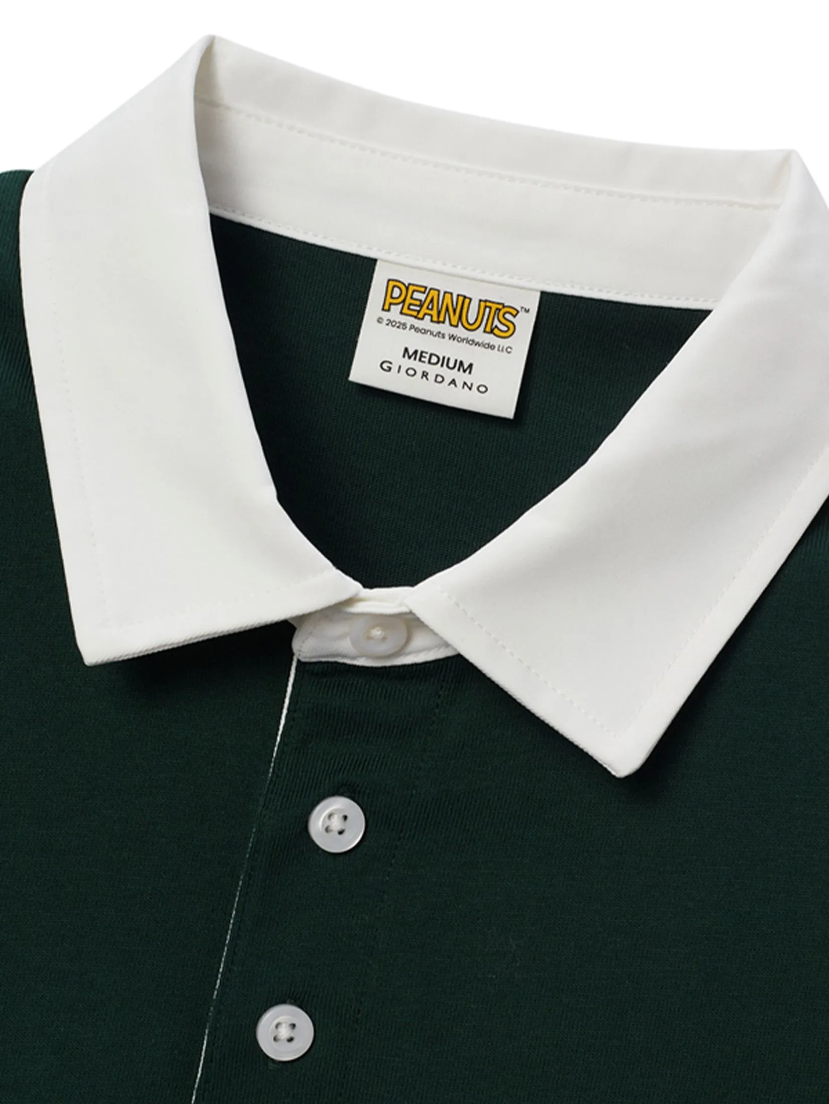 GIORDANO Men's Relax Printed Polo (Snoopy) Midnight Jade Green