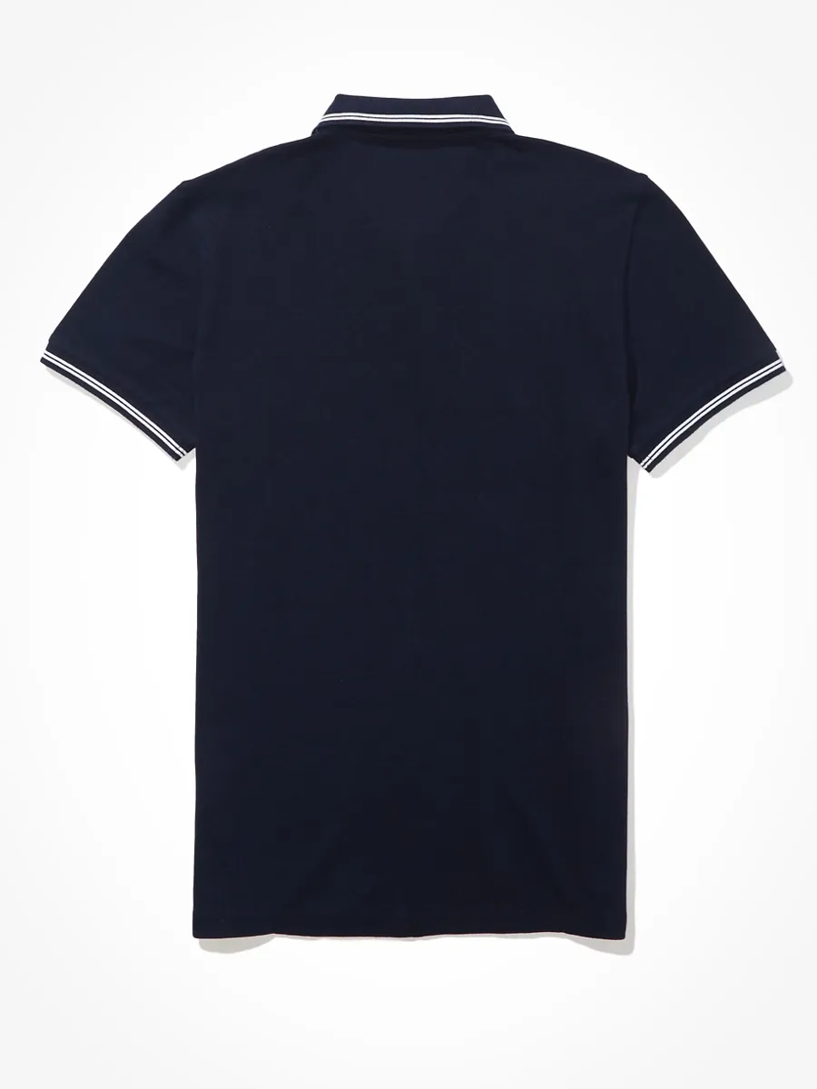 AMERICAN EAGLE PIQUE SLIM TIPPING SOLIDS 410 NAVY