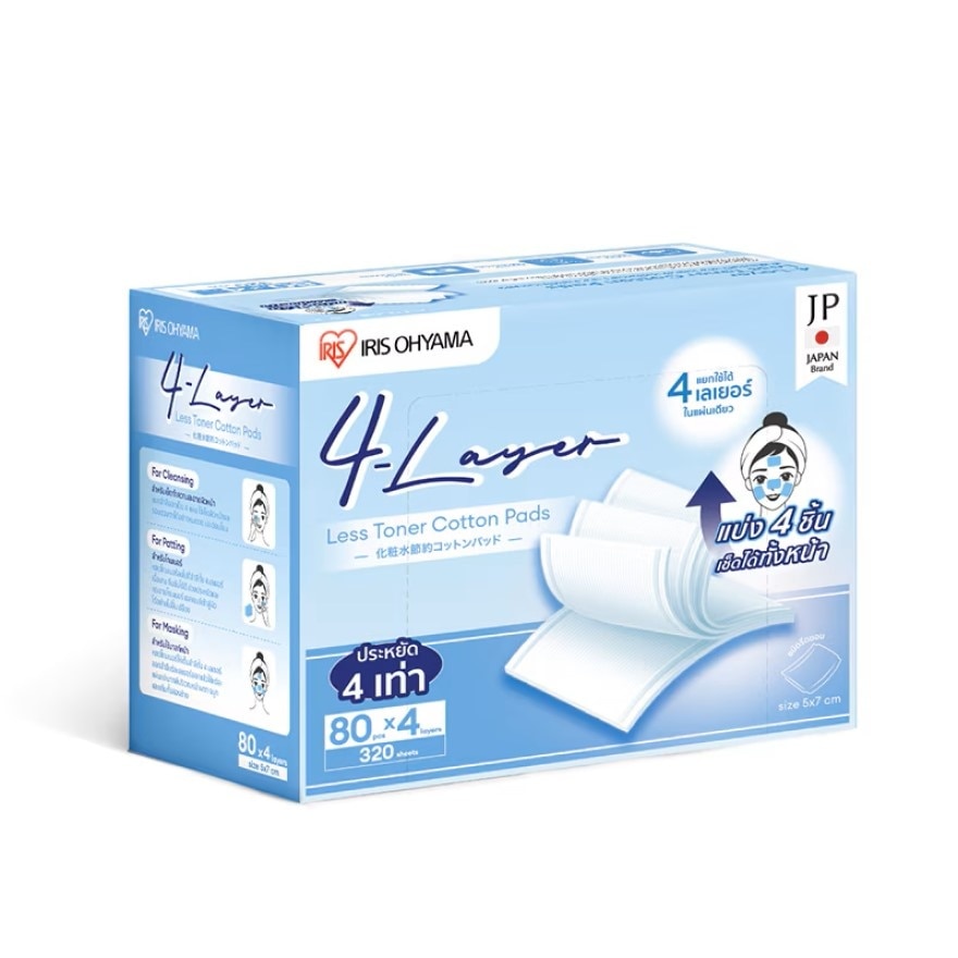 Iris Ohyama 4-Layer Less Toner Cotton 80 Pads