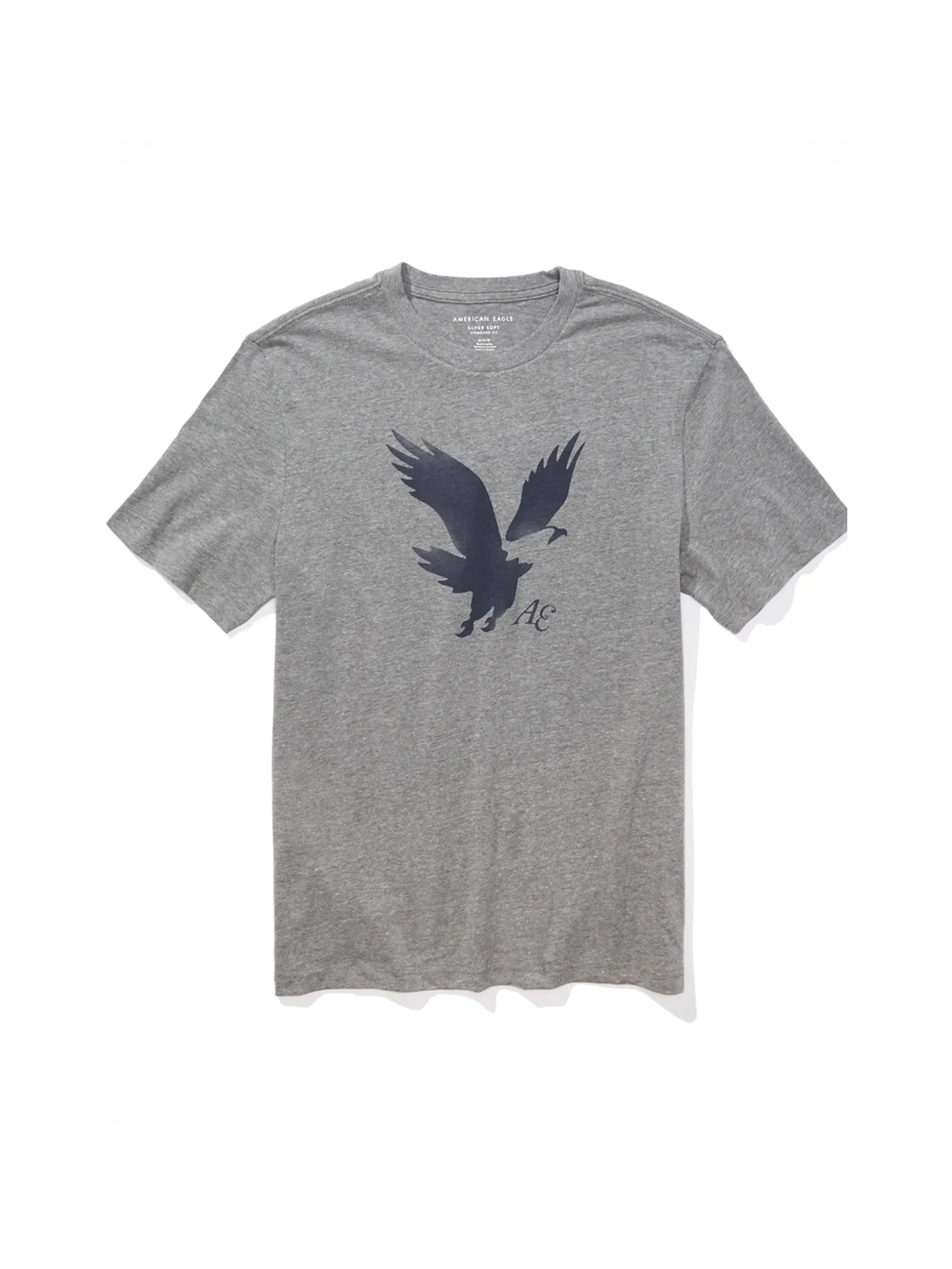 AMERICAN EAGLE MEN G MFO SS SET IN TEE- PC DYE + SERIOUSLY SOFT WASH 006 HEATHER GRAY