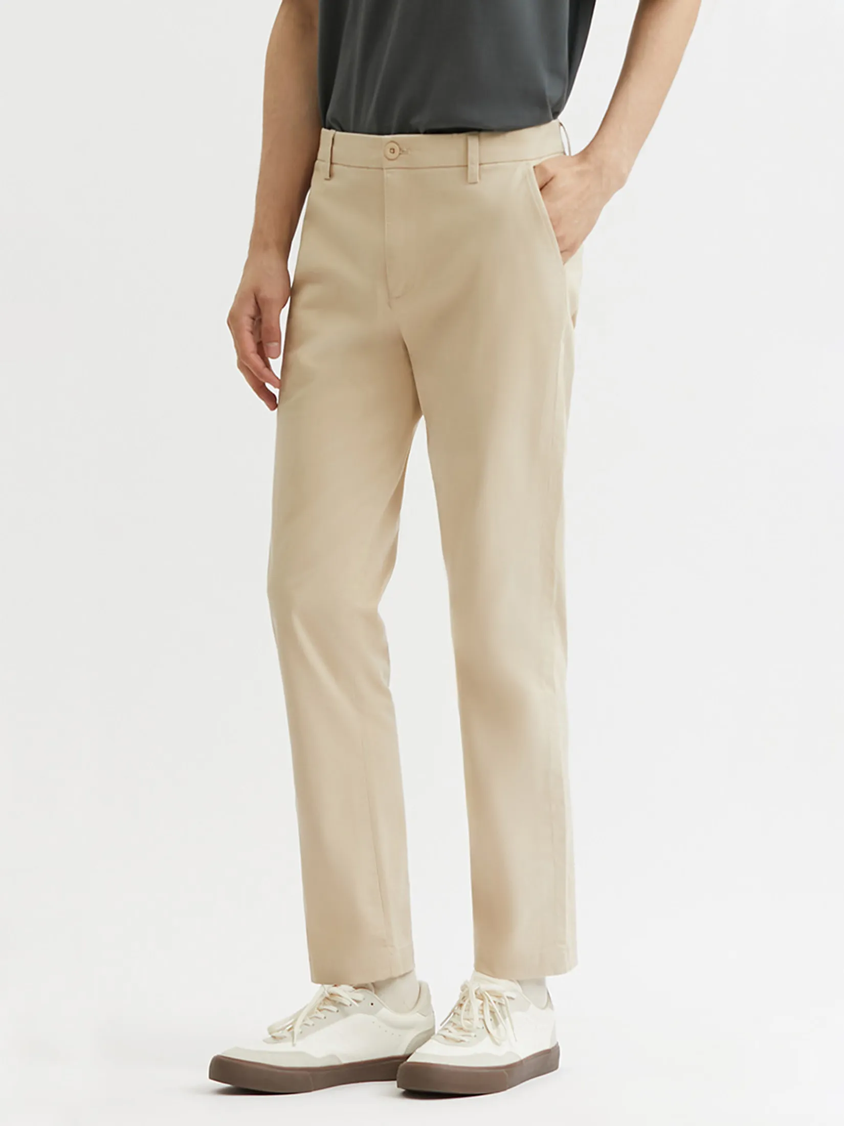 DAPPER Men Slim-Fit Comfort Chino Pants Cream