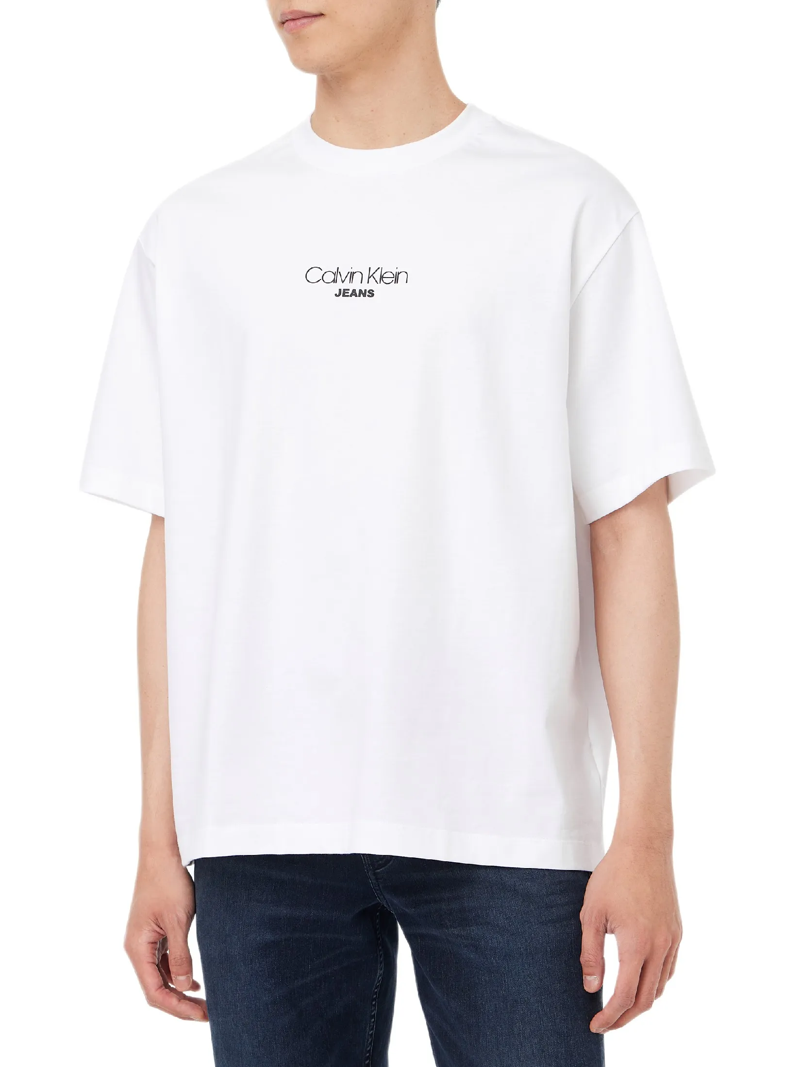 CALVIN KLEIN Men s Relaxed Fit CKJ Graphic Short Sleeve T-Shirt White
