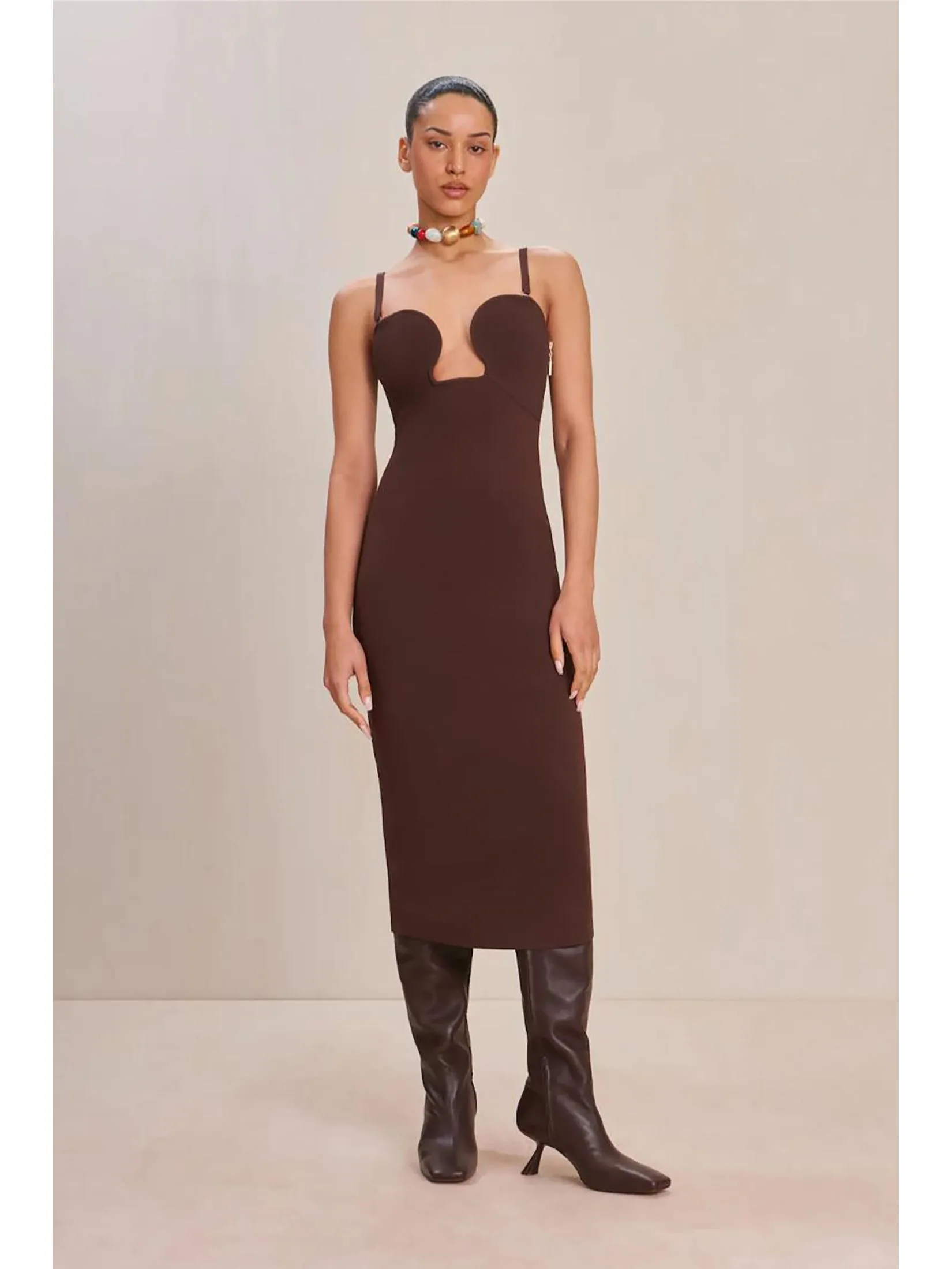 CULT GAIA Women Dress Jenny Knit Brown