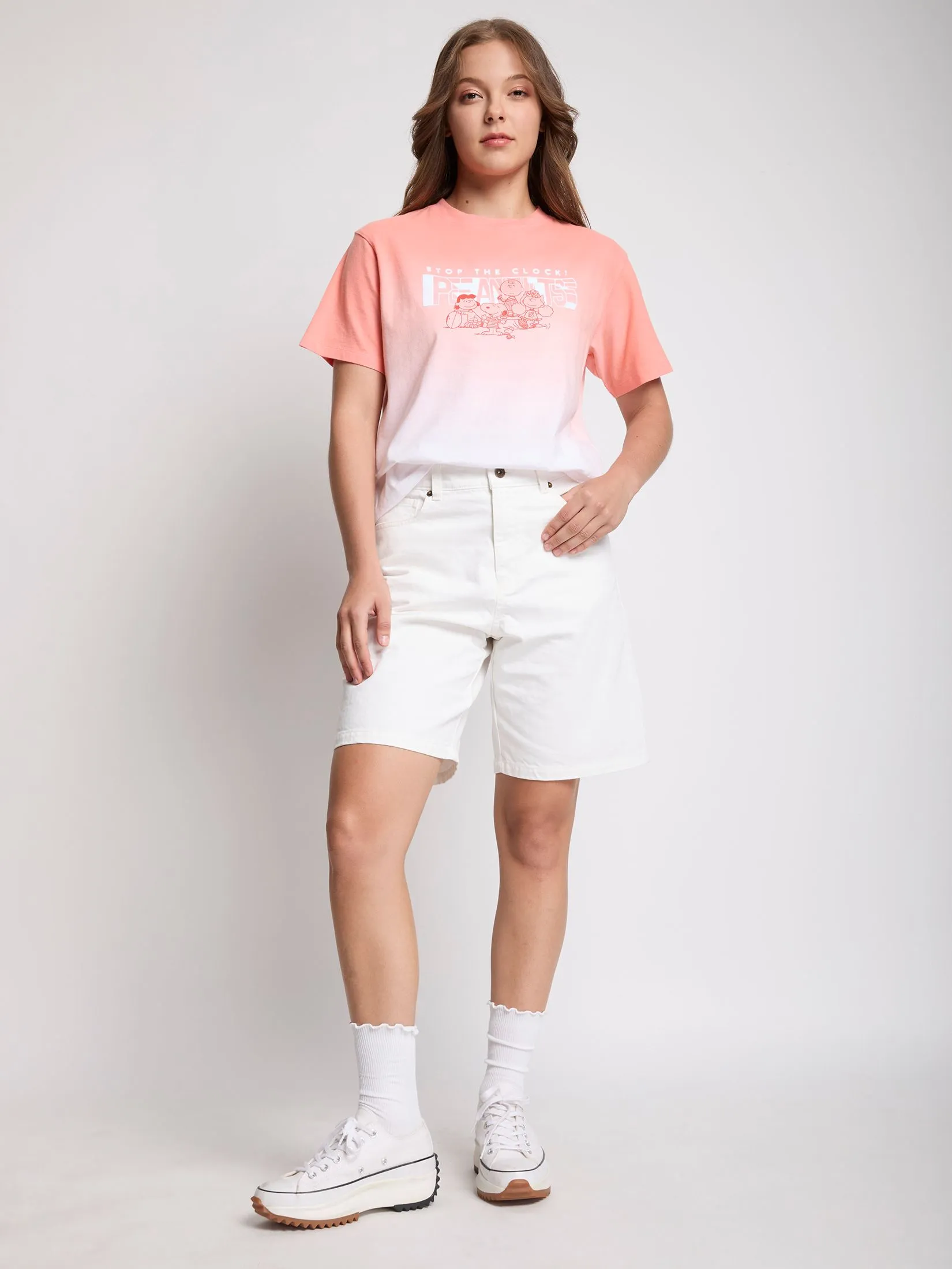 DEFRY 01 Women T-Shirt Short Sleeves Snoopy Print Orange