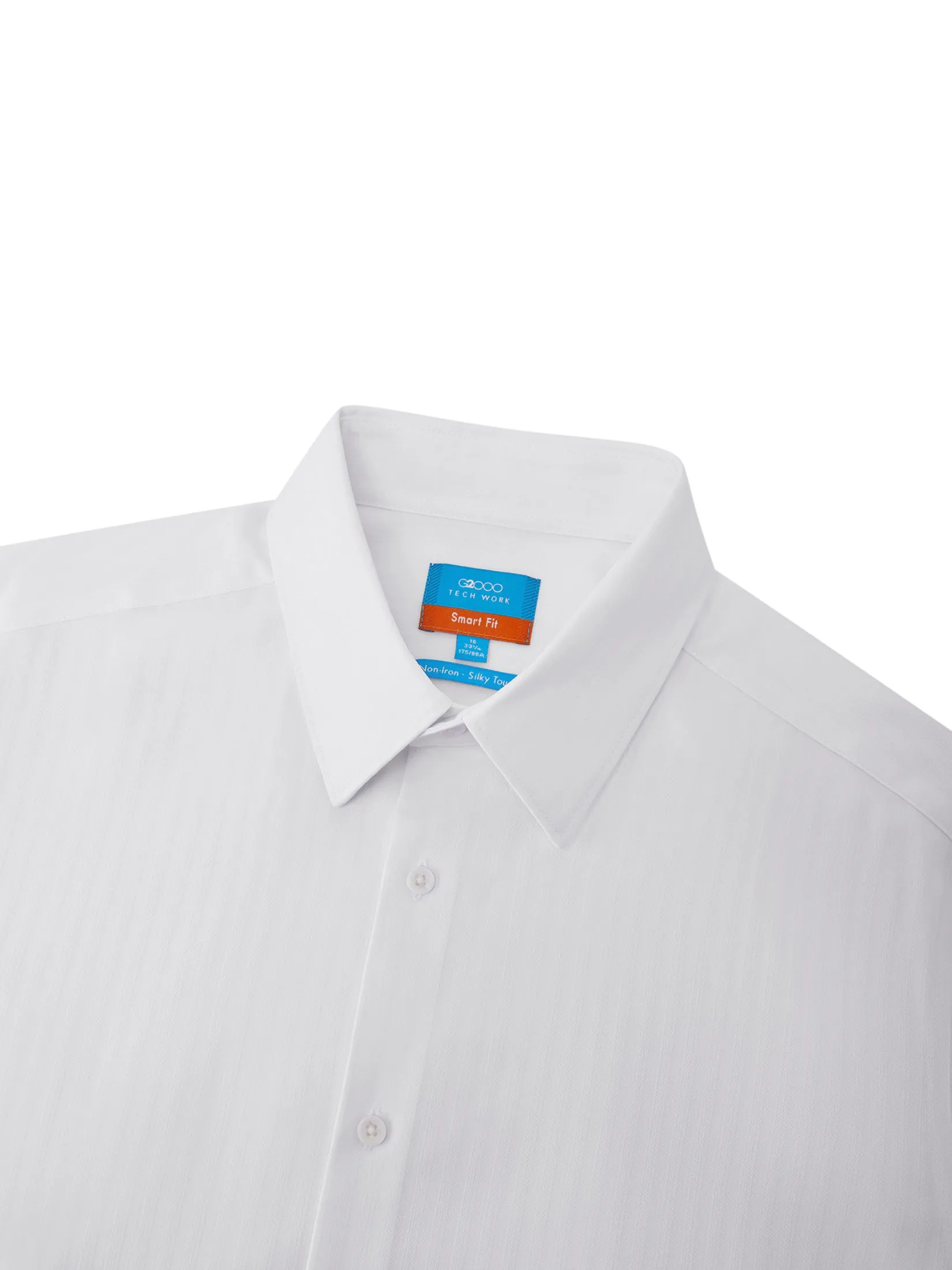 G2000 Men Clothing Non-Iron Silky Touch Herringbone Shirt  Smart Fit - White
