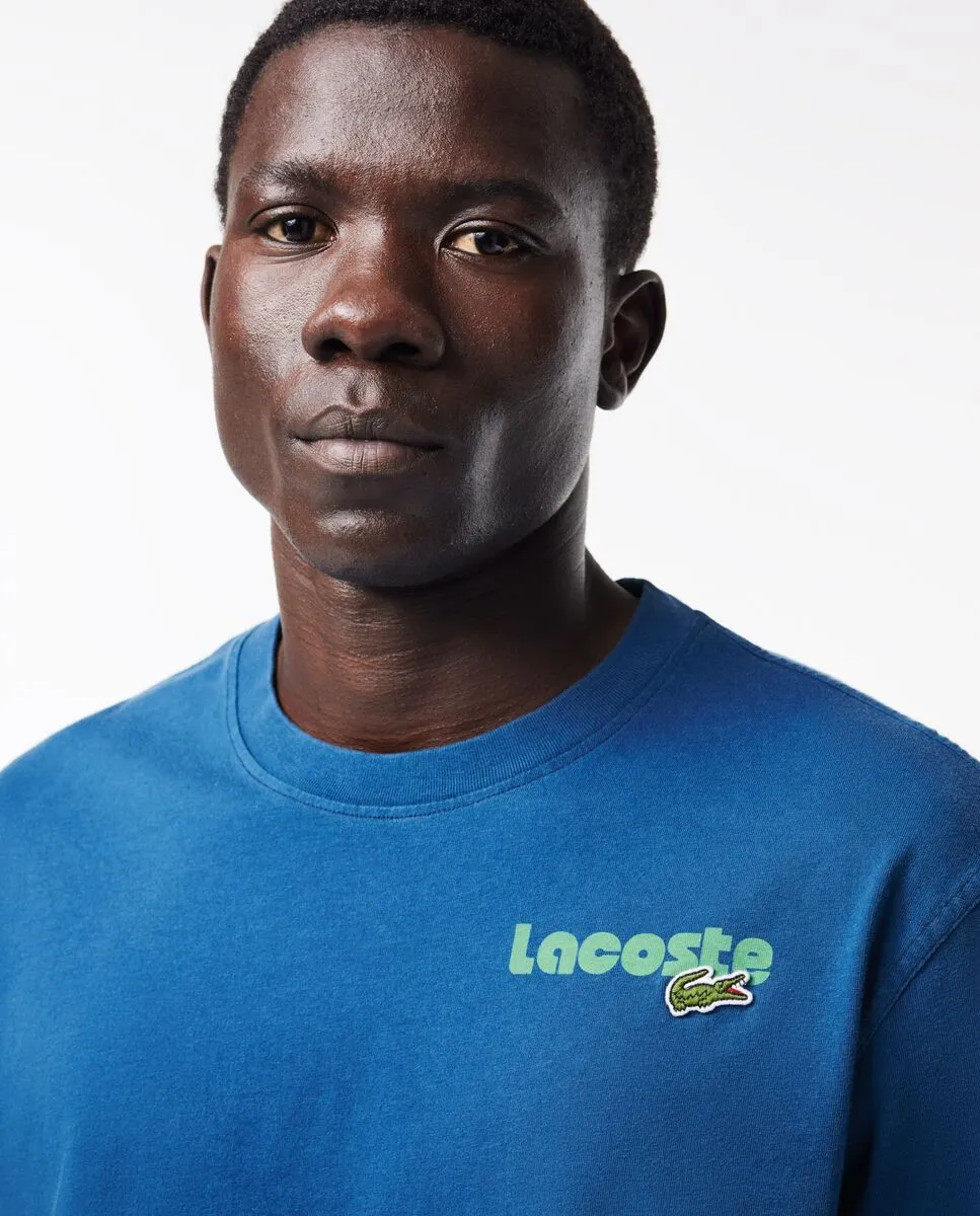 LACOSTE Washed Effect Ombr  Lacoste Print T-Shirt Blue
