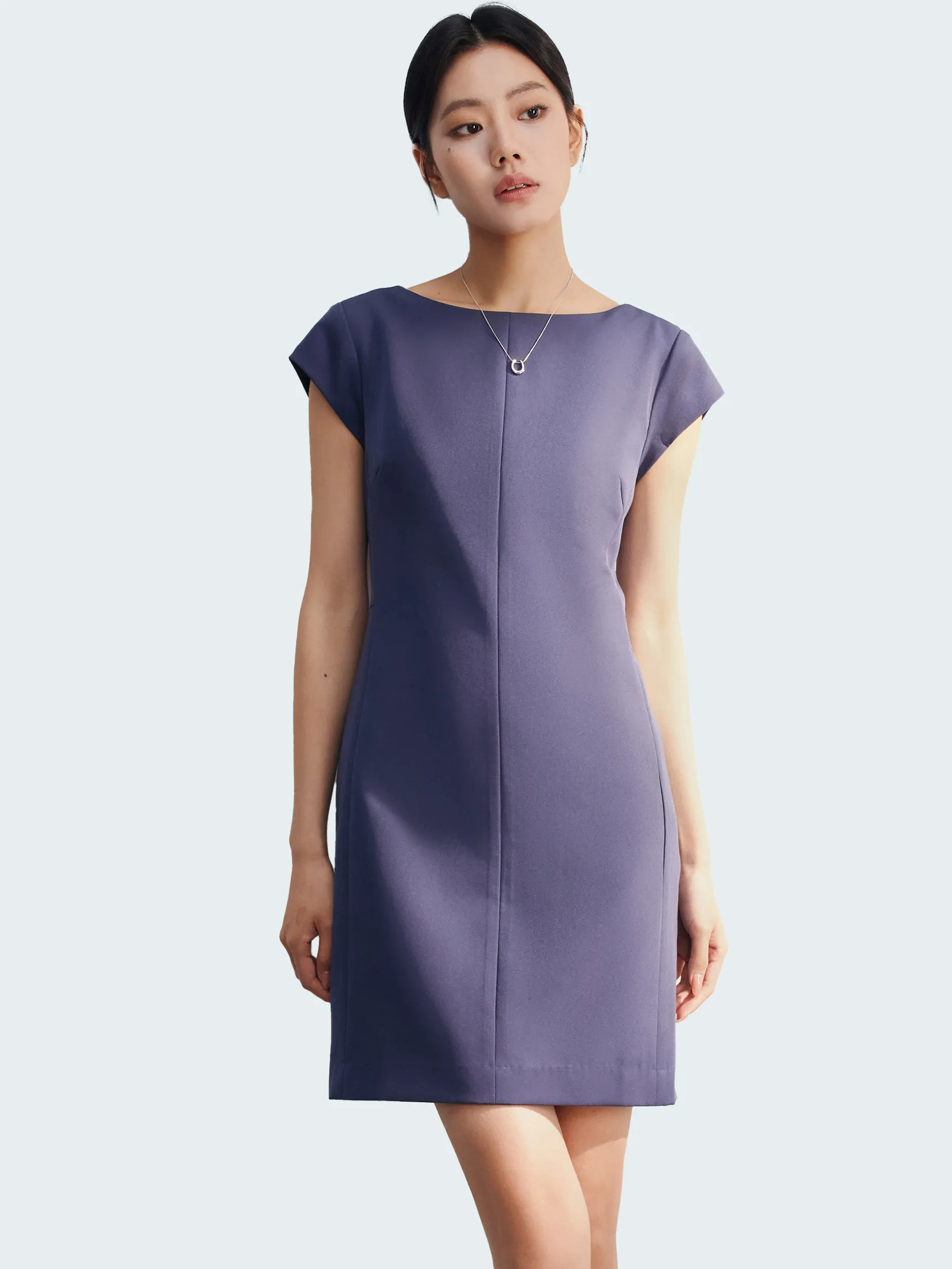 G2000 Women Clothing Multi-Way Stretch Boat Neck Fitted Dress Fitted Shape - Navy