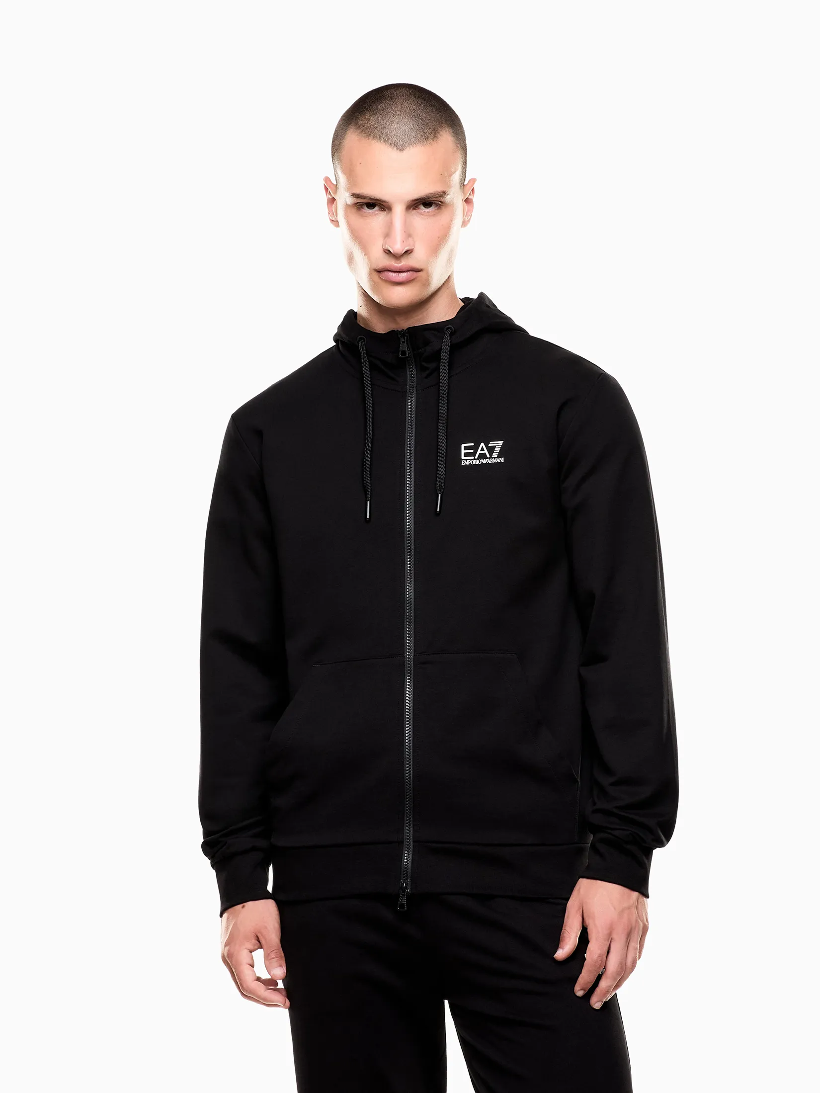 EA7 Men Hoodie Logo Series Cotton CTY MC001 Black/White