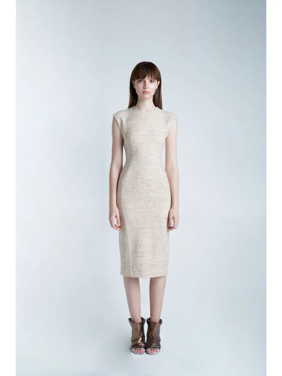 SENADA WOMEN CORSETTED SAND PENCIL DRESS