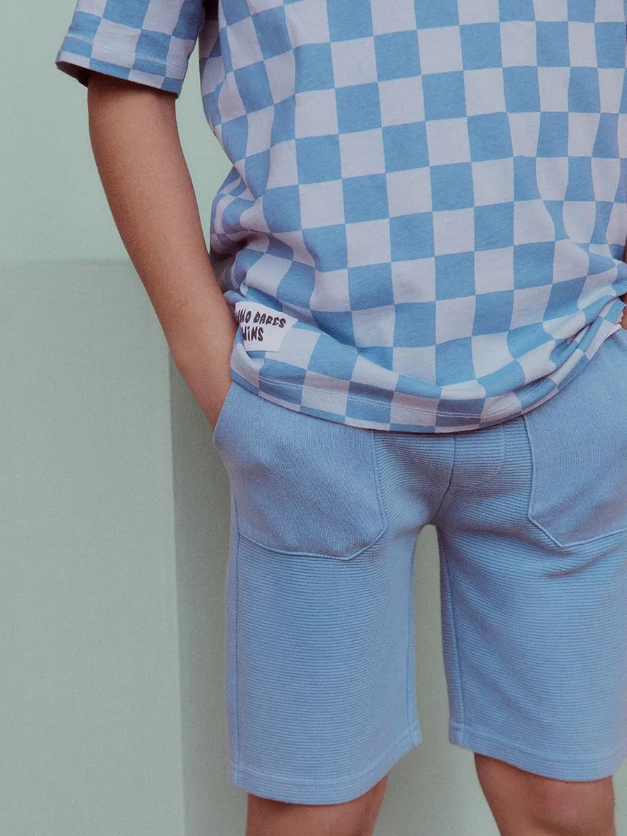 SFERA KIDS Boy Toddler Shorts Ottoman Terry Bermuda Blue Medium