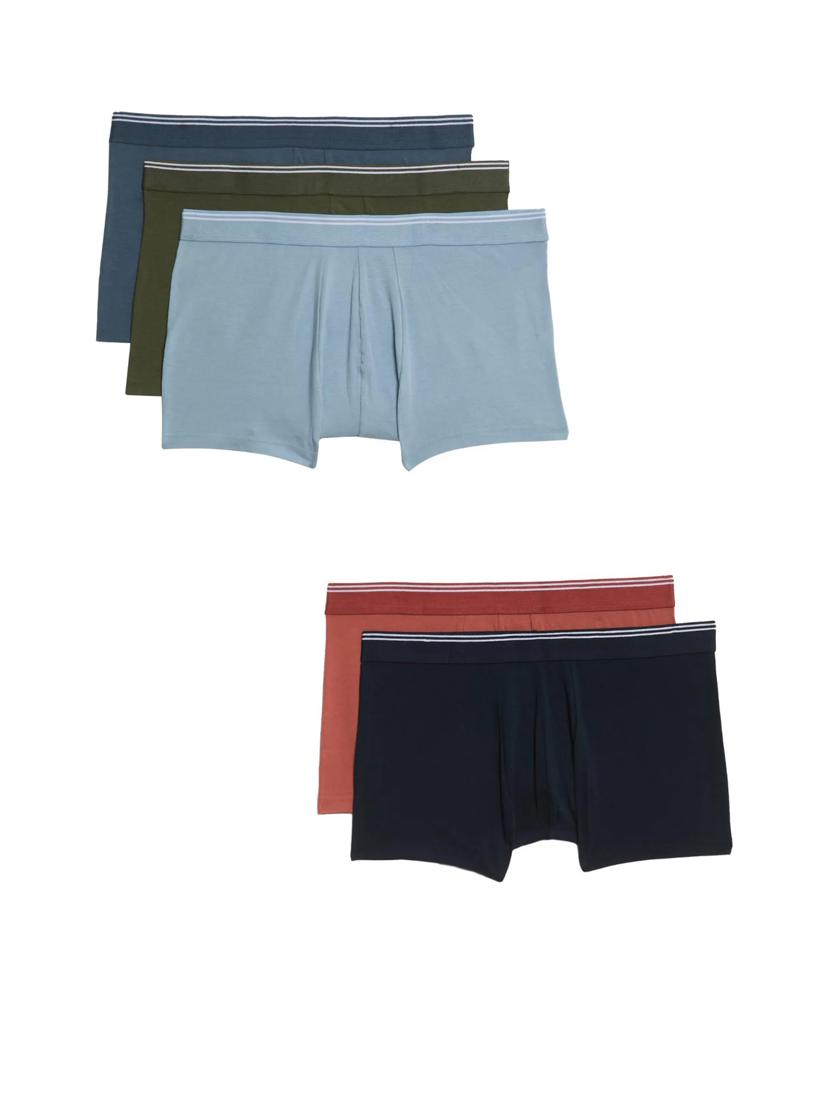 MARKS & SPENCER Men Trunks 5 pk Cotton Rich Cool & Fresh Hipsters Multi Color