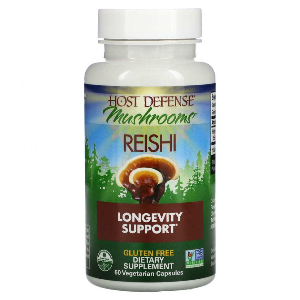 Fungi Perfecti, Mushrooms, рейши, поддержка долголетия, 60 вегетарианских капсул