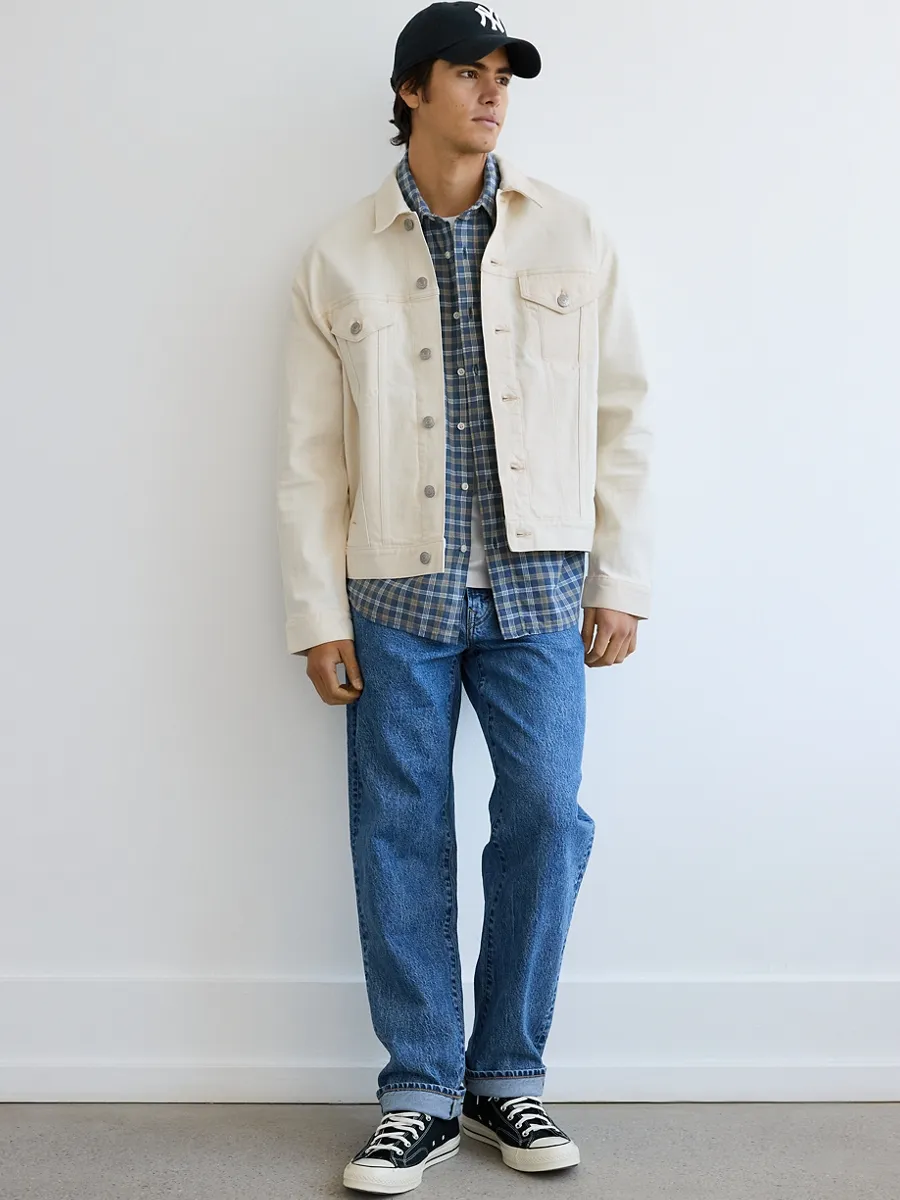 AMERICAN EAGLE MEN ECRU CLASSIC DENIM TRUCKER  JACKET 109 NATURAL