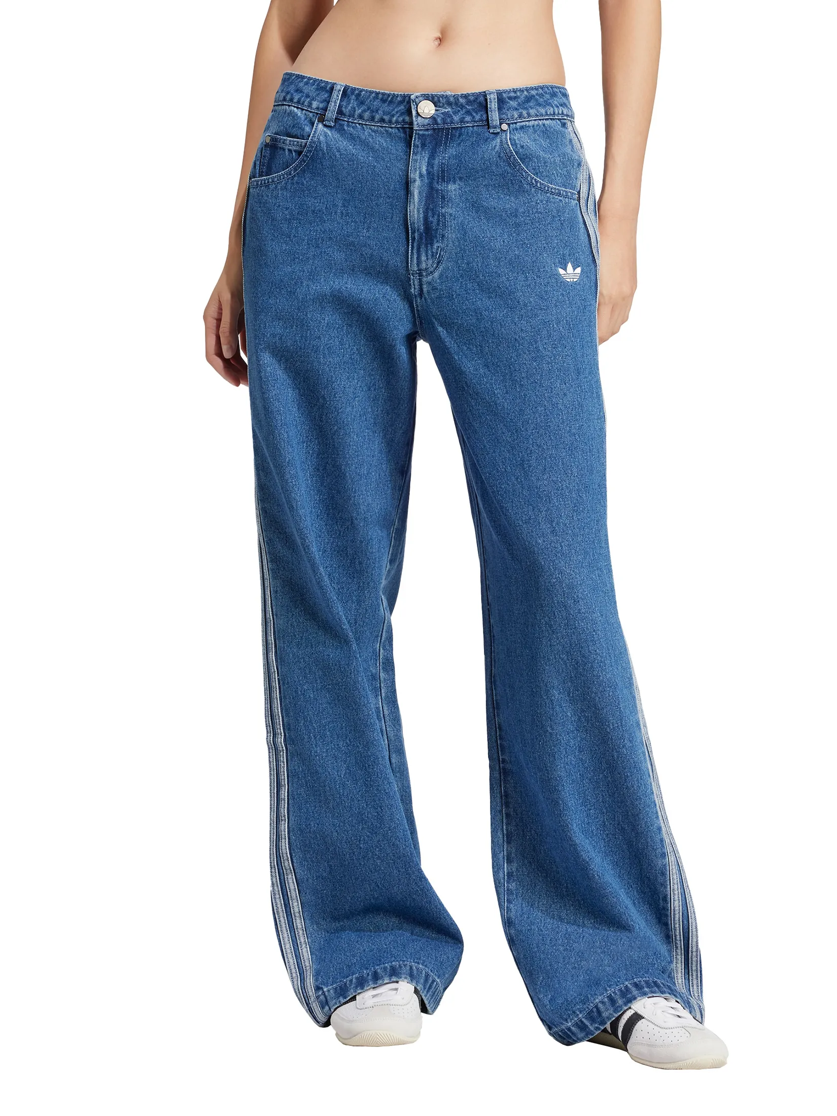 ADIDAS Women Track Pants Adicolor Denim 3-Stripes JD2574 Denim