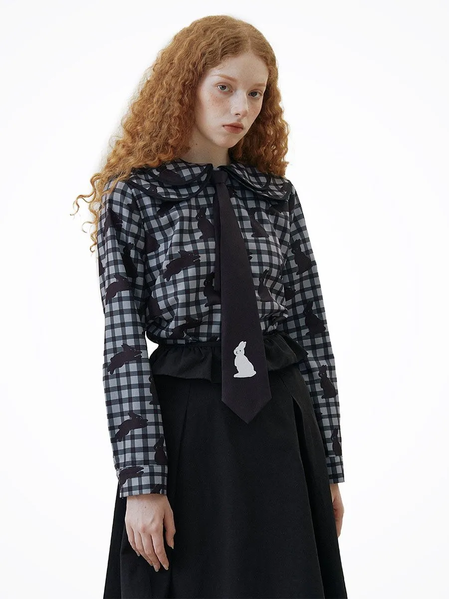 XUNRUO Women Black Top Hare on the Moon