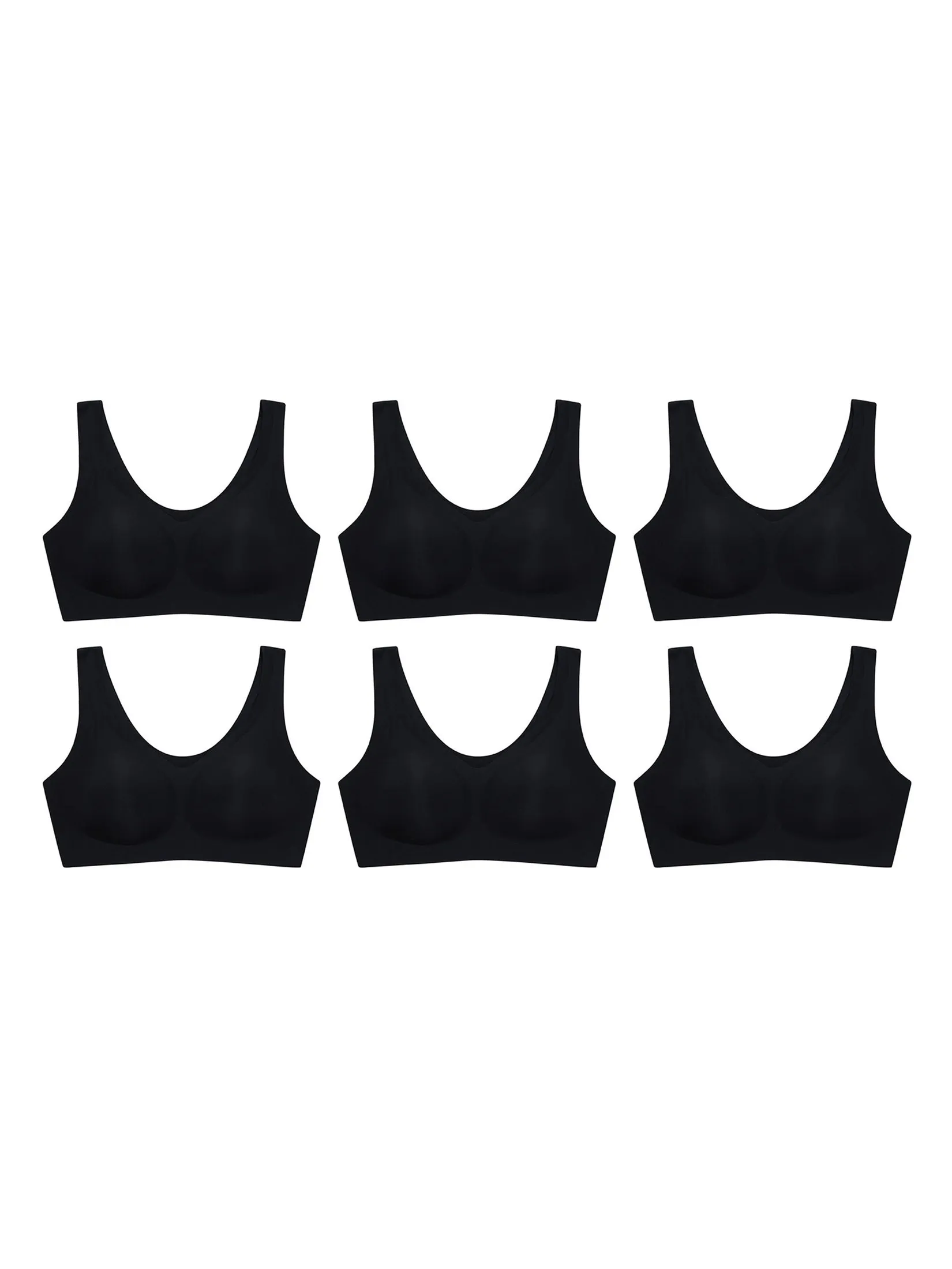 SABINA [ Pack 6 Piece ] [Online Exclusive] Woman Soft Collection Seamless Wireless Bra - Black