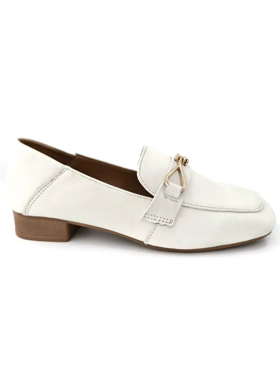 KLIN Women Square Toe Loafer Ivory
