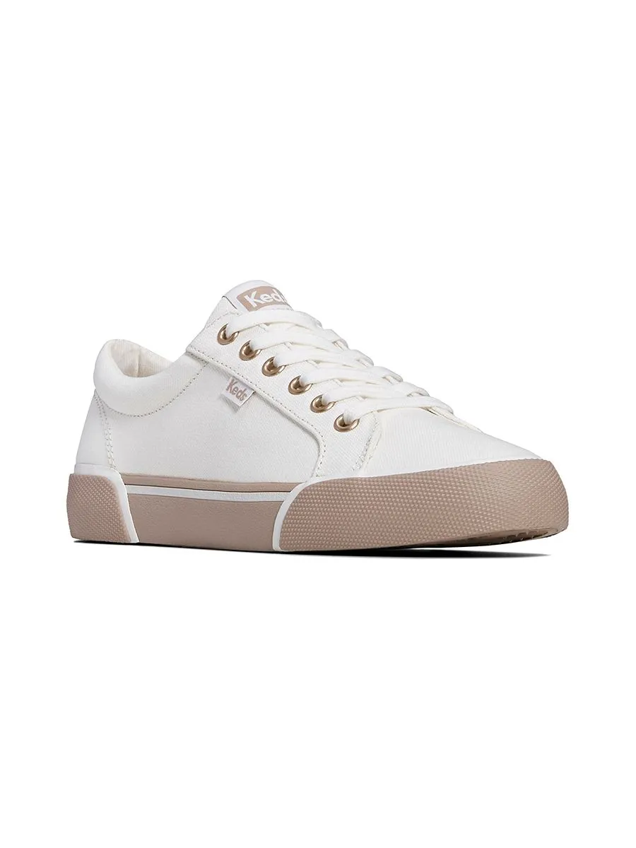 KEDS Women Jump Kick Canvas Bumper Foxing White/Taupe