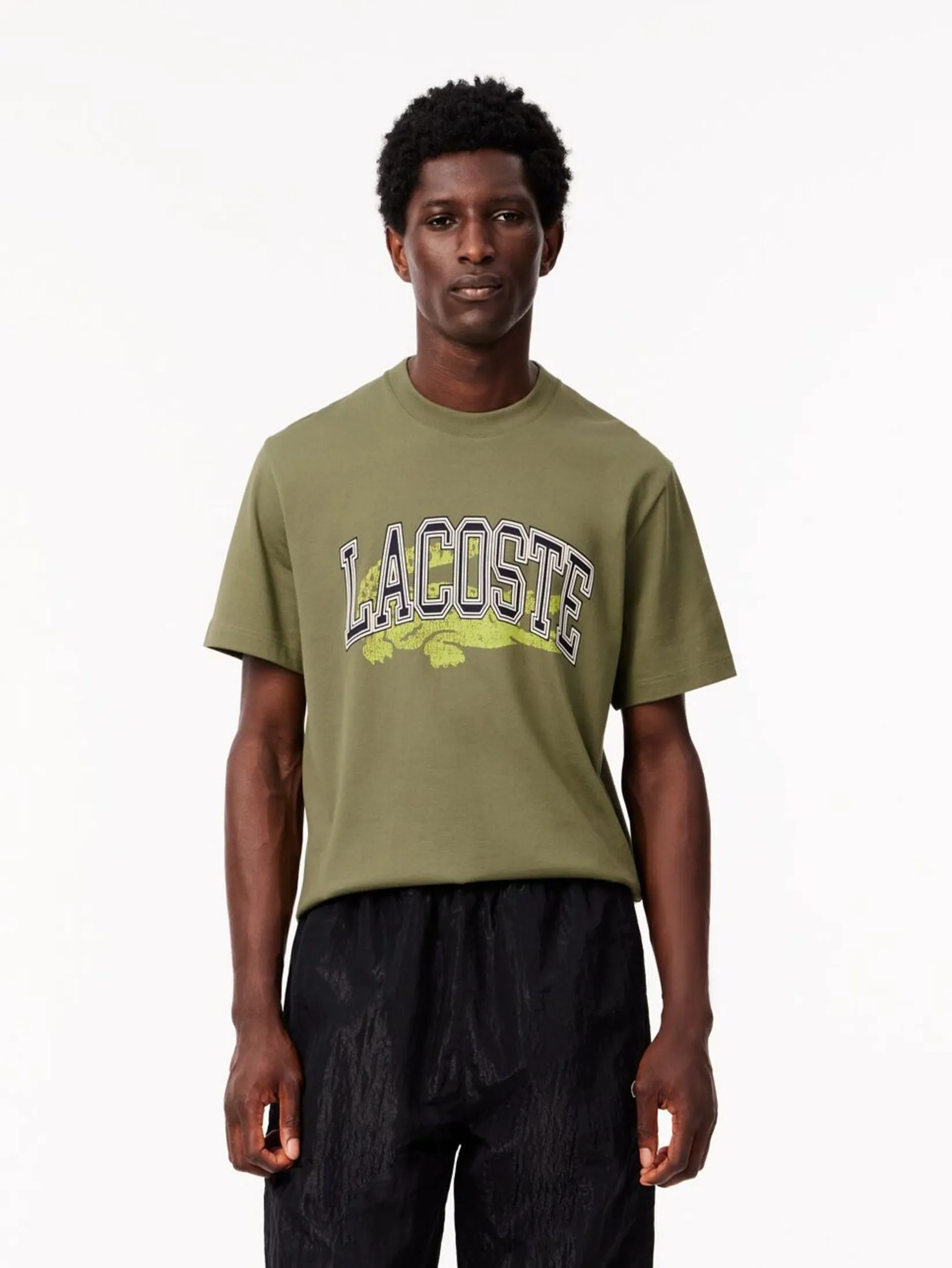 LACOSTE Cotton Jersey Signature T-shirt Green