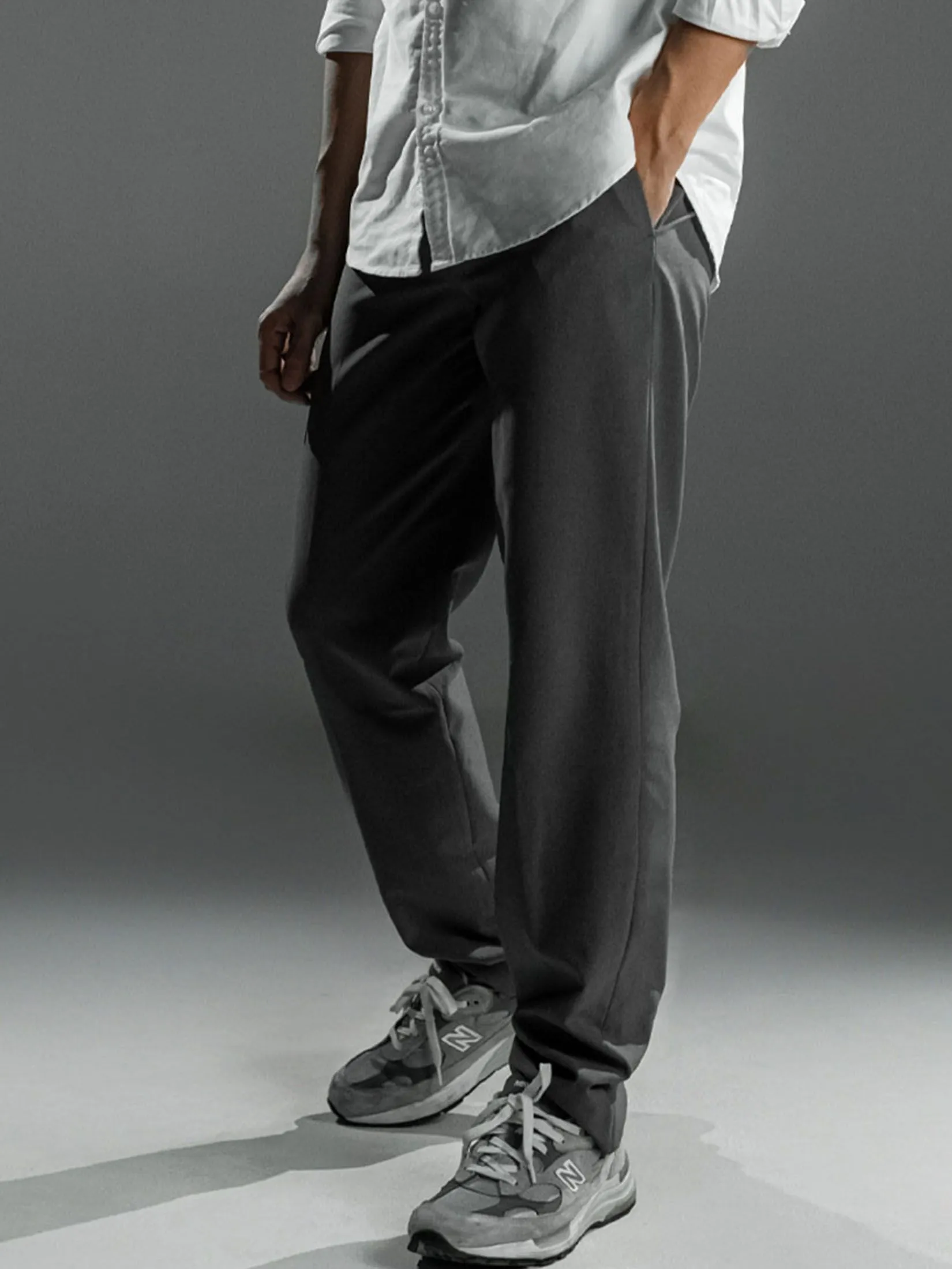 ERA-WON Men's Pants Relaxed workday Relaxed straight legs Light grey