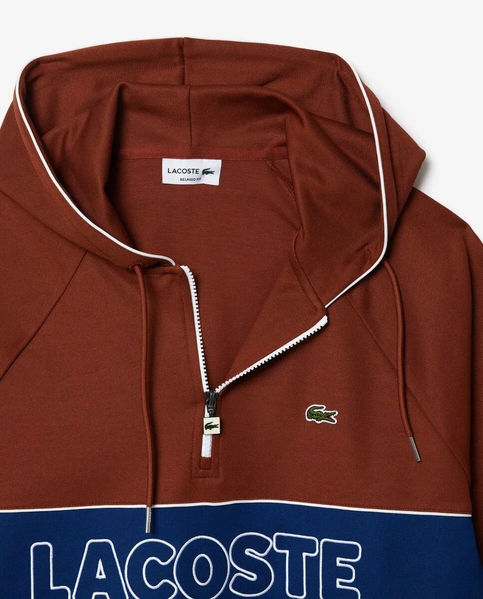 LACOSTE Paris Relaxed Fit Hoodie Brown