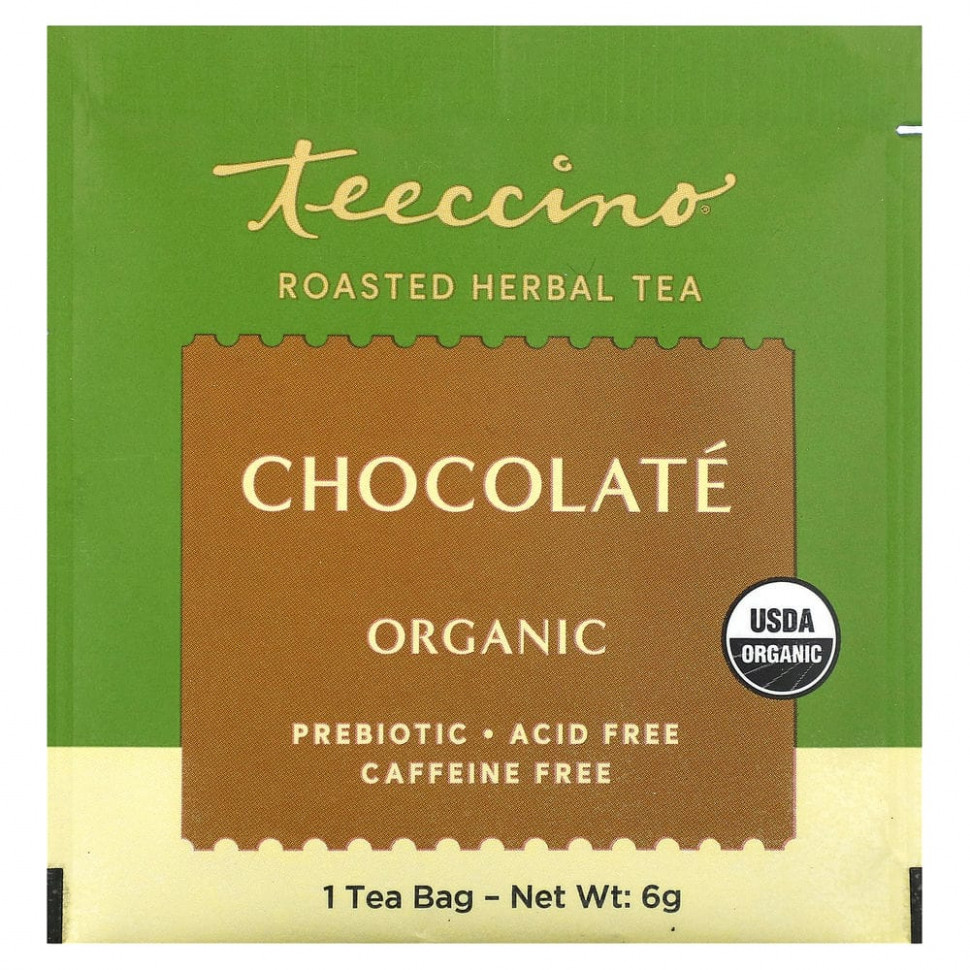 Teeccino, Органический жареный травяной чай, шоколад, без кофеина, 25 чайных пакетиков, 150 г (5,3 унции)