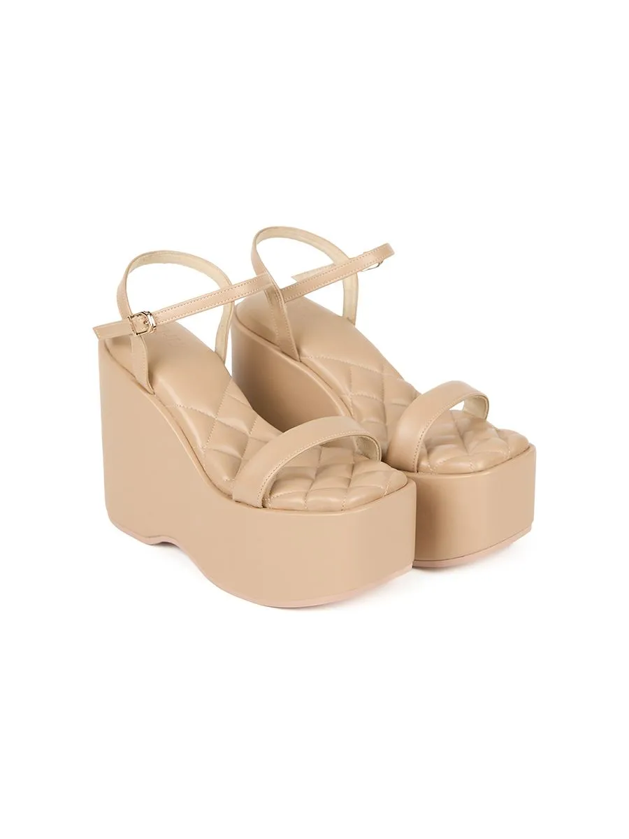SHU WOMEN  RUNWAY 4.5" MEGA PLATFORM ORIGINAL ANKLE STRAP - NUDE
